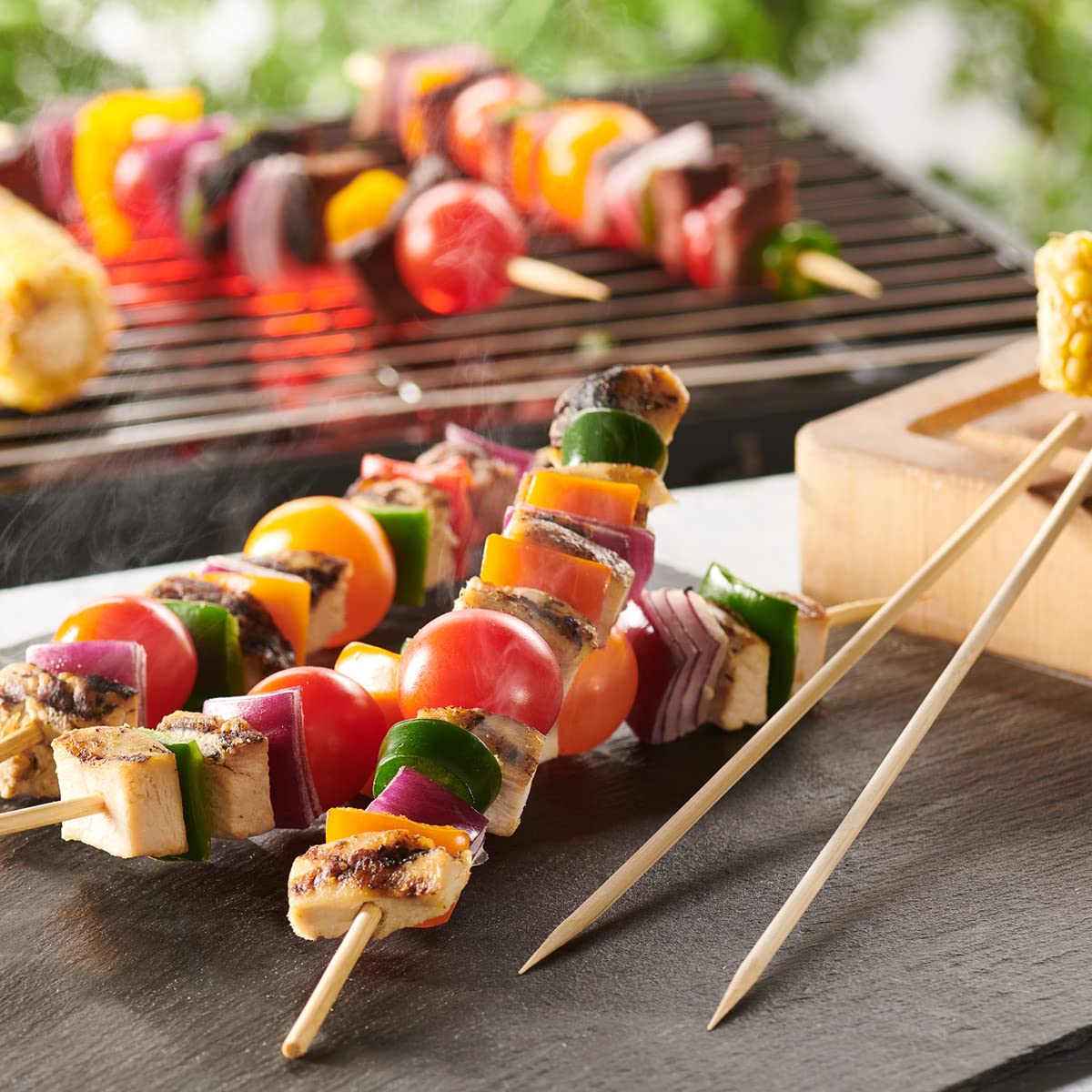 [100 Count] 10 Inch Bamboo Wooden Skewers For Shish Kabob  Grilling  Fruits  Appetizers  and Cocktails