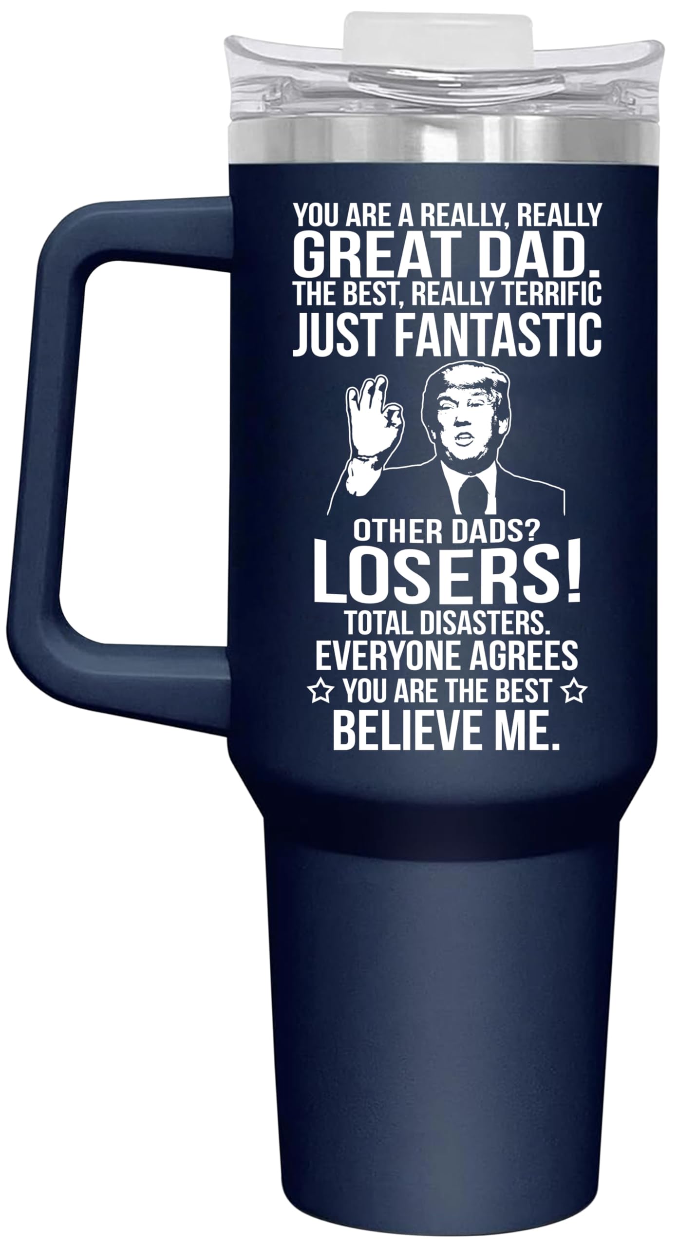 BETHEGIFT Gifts for Dad from Daughter, Son, Kids on Fathers Day, Christmas, Birthday - Present for Father - Dad Tumbler 40oz, Na