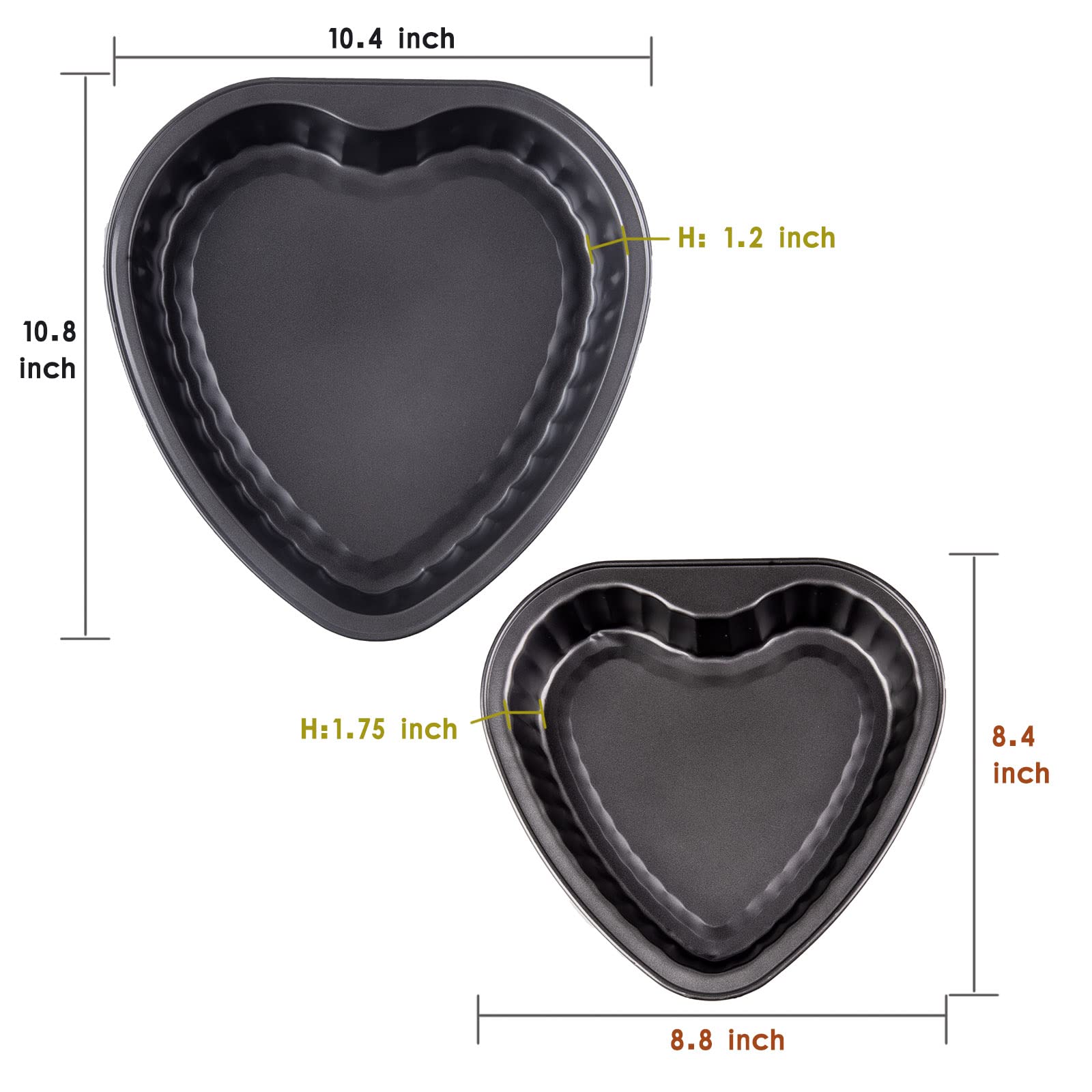 Yomvzake Heart Cake Pan Set Of 2, 8 Inch And 9 Inch Heart Shaped Baking Pan Cookie Pan For Valentine'S Day Baking Wedding Birthd