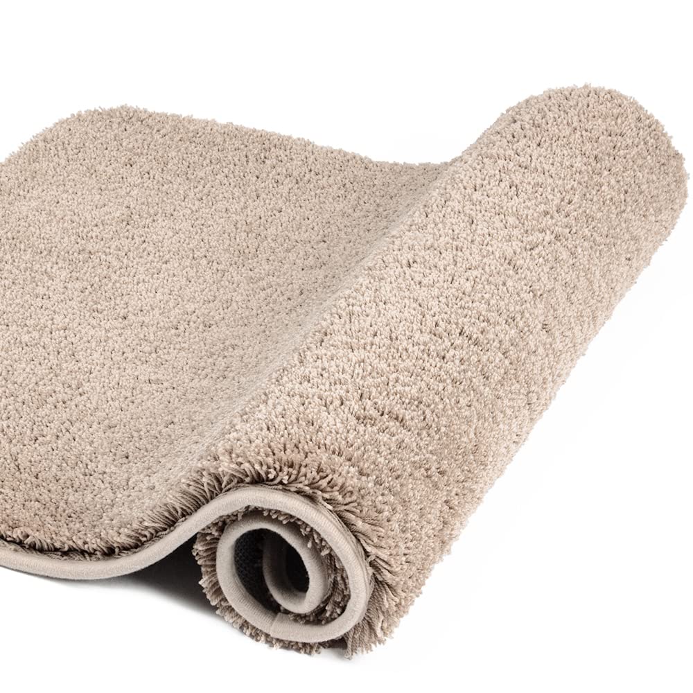 Walensee Bath Rug For Bathroom Non Slip Bathroom Mat (20 X 32, Beige) Water Absorbent Soft Microfiber Shaggy Bathroom Rug Machin