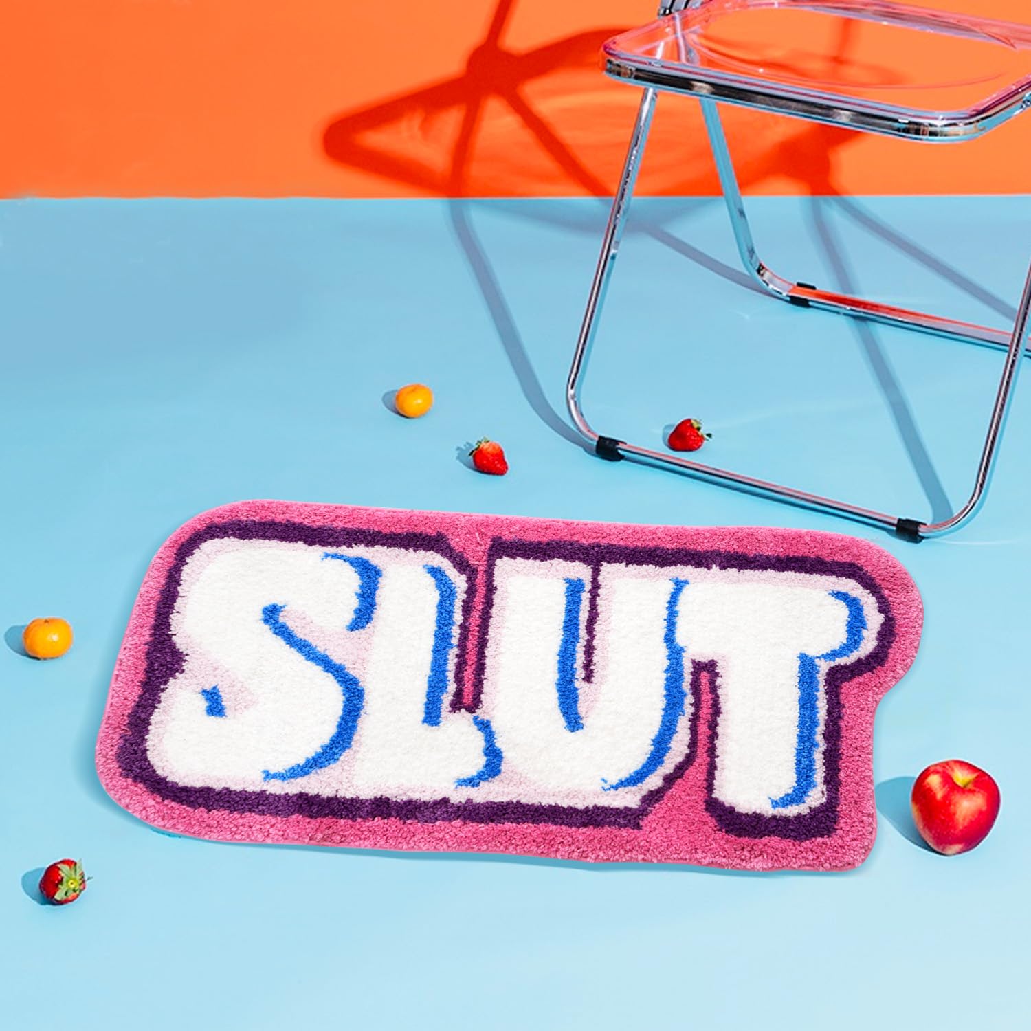 Comblue Purple Cute Bath Mat Non Slip, Extra Soft Funky Funny Bathroom Rugs For Floor Decor, Luxury Microfiber Super Absorbent C