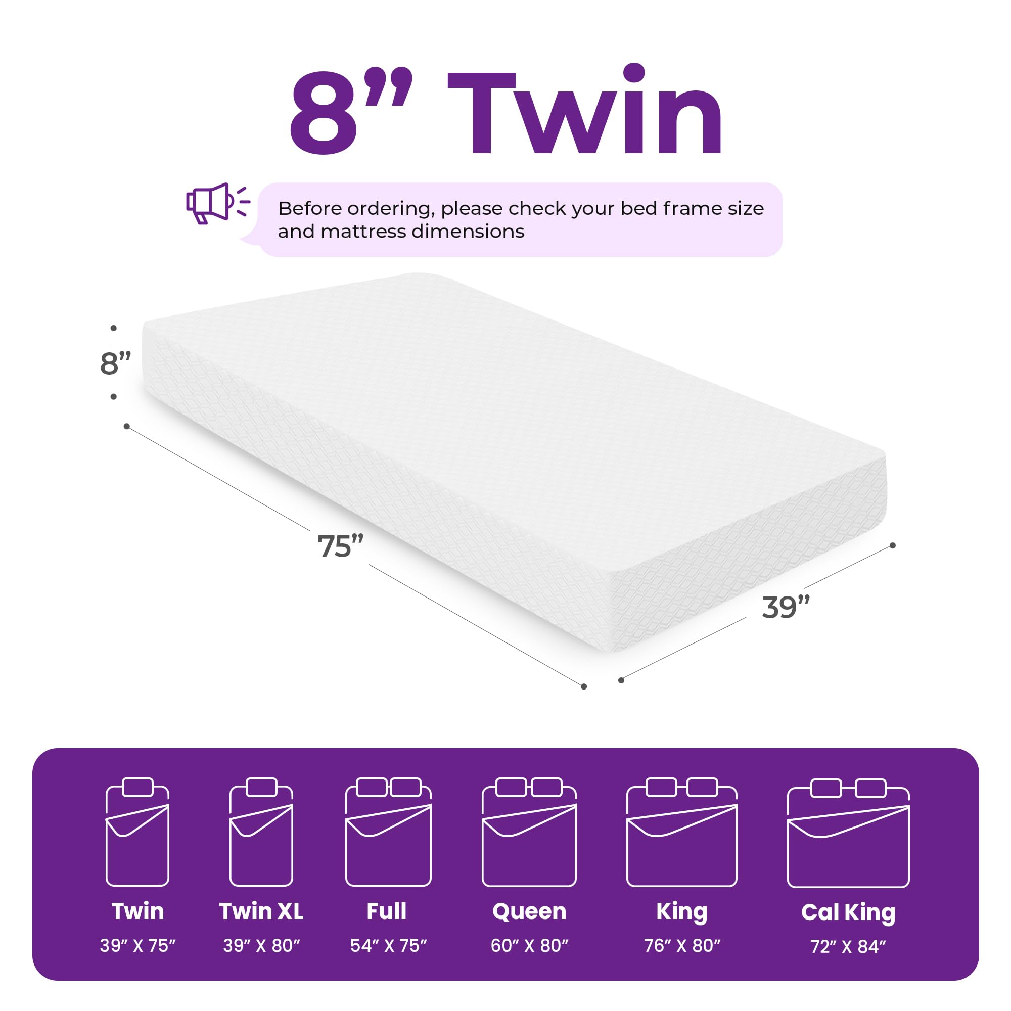 Gaeste 8 Inch Twin Cooling Gel Memory Foam Mattress For Cool Sleep Medium Firm Certipur-Us Certified Mattress In A Box Pressure