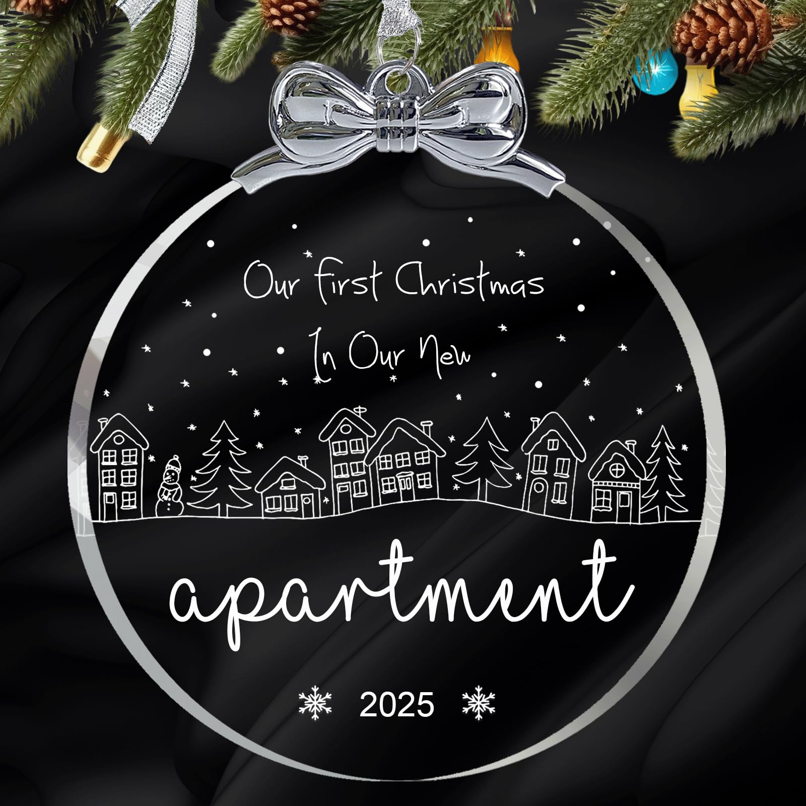 First Apartment Ornament 2025, Our First Christmas in Our New Apartment Gifts Ideas, New House Apartment D  cor with Glow in The