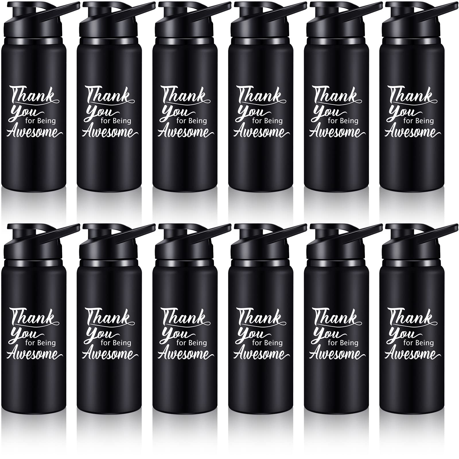 meekoo 12 Pcs Appreciation Gifts Aluminum Bulk Water Bottles Thank You for Being Awesome Lightweight Sports employee Inspiration