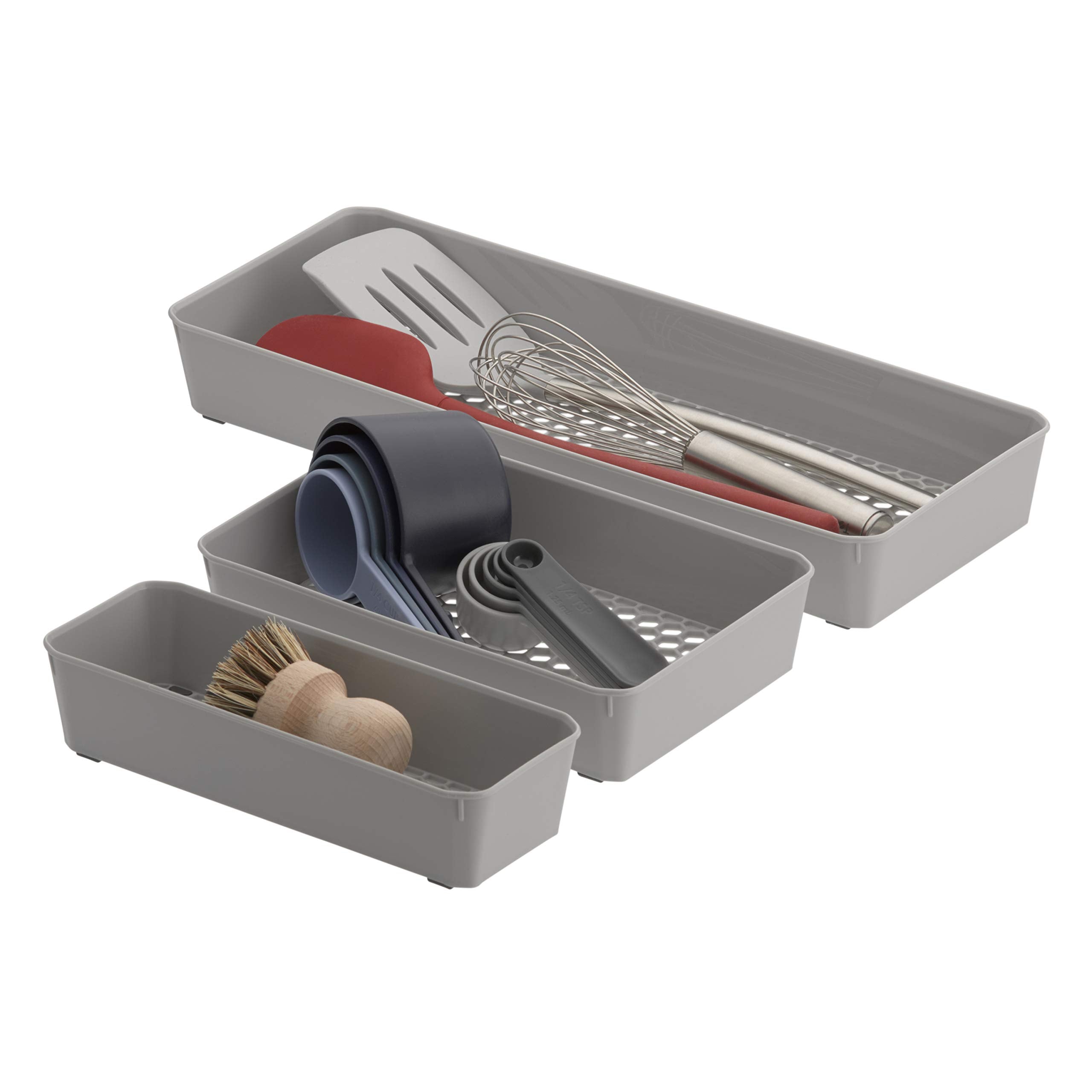 Spectrum Diversified Hexa Drawer Organizer Tray Modern Kitchen Cutlery, Utensil, Silverware Holder, Cabinet Storage, Set Of 3, S