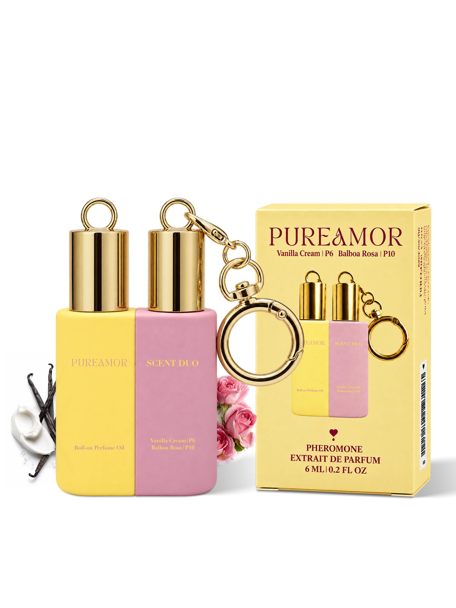 PUREAMOR Vanilla Cream & Balboa Rosa Roll On Perfume Oil for Women