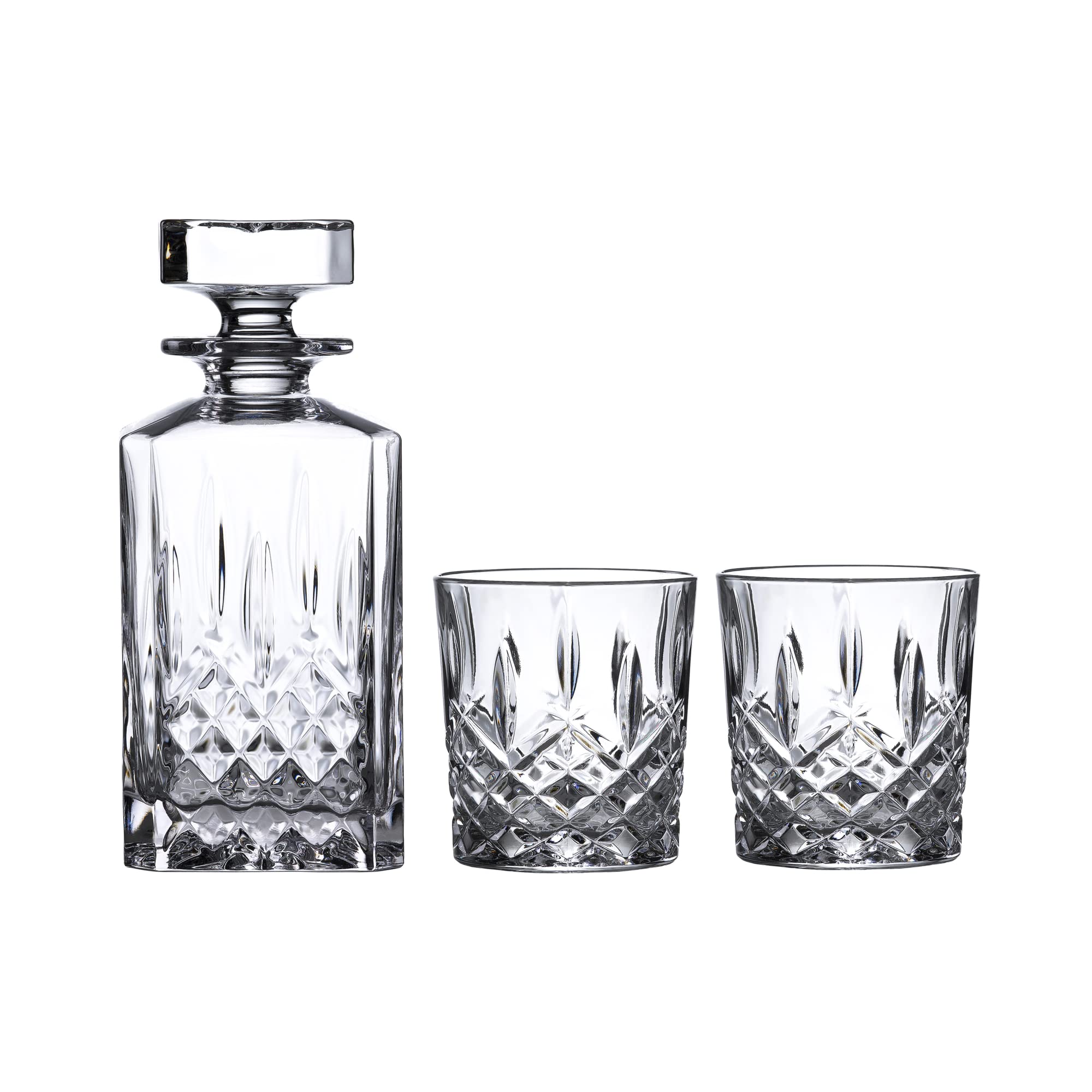 Marquis By Waterford Markham Square Decanter & Double Old Fashion Pair Decanter Set, 2 Count (Pack Of 1), Clear, 30 Fluid Ounces