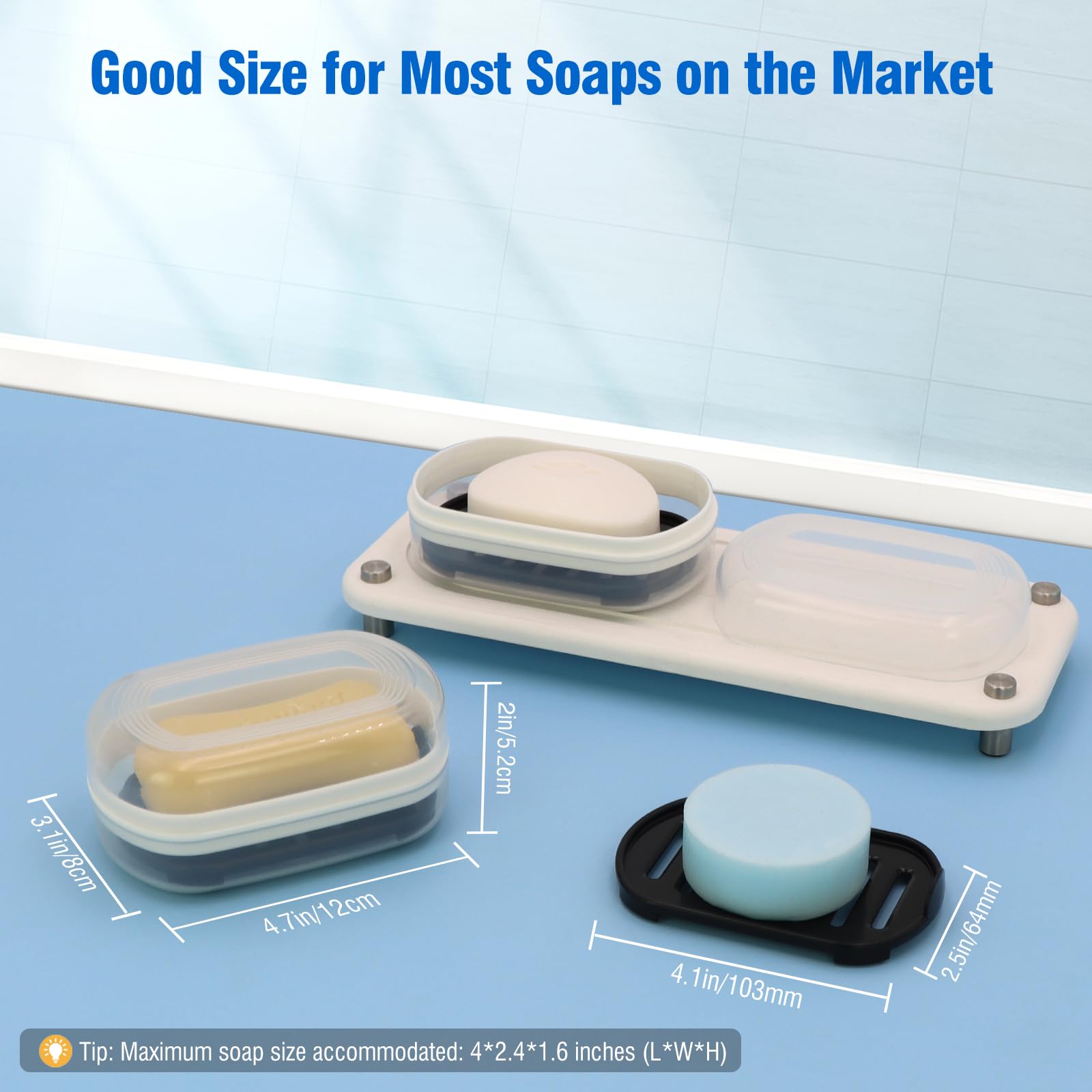 Aimaiaimai Soap Holder, Portable Travel Soap Case, Soap Dish With Lid, Soap Box With Removable Draining Layer, Soap Container Fo