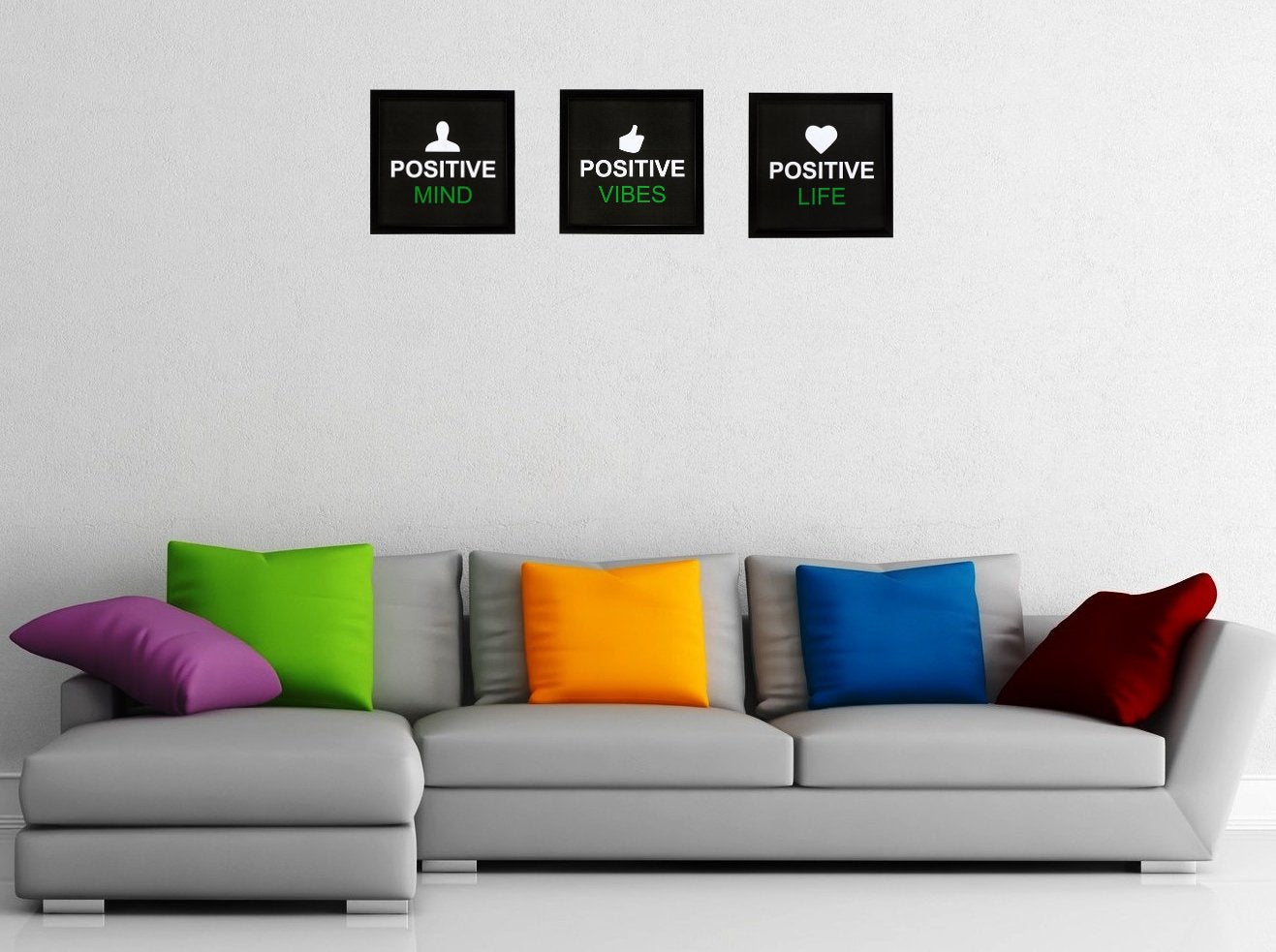 Indianara 3 Piece Set of Framed Wall Hanging Motivational Spiritual Art Prints Positive Mind Vibes Life 8.7 inch X 8.7 inch With