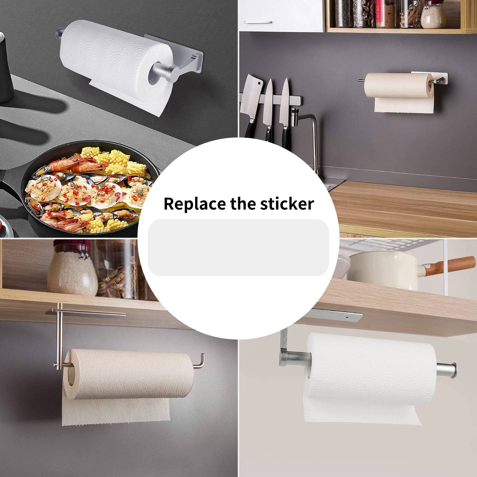 Self Adhesive Strips, Paper Towel Holder Replaces Stickers, Stainless Steel Paper Towels Holder Replace Stickers,Suitable For Mo