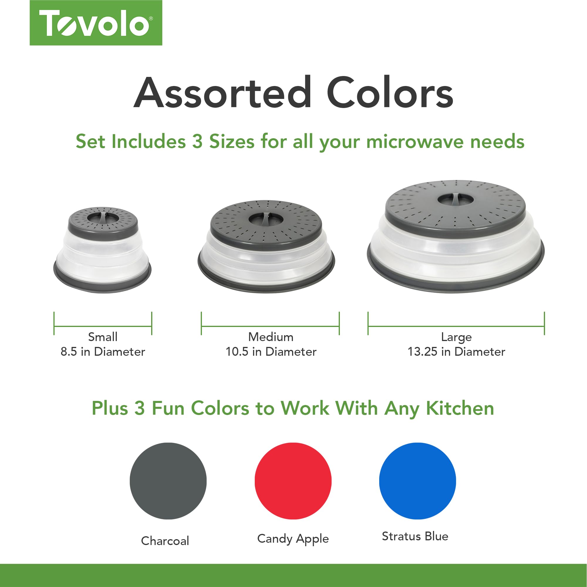 Tovolo Microwave Splatter Cover - Large Charcoal Silicone Lid, Collapsible & Vented, BPA-Free Kitchen Gadget