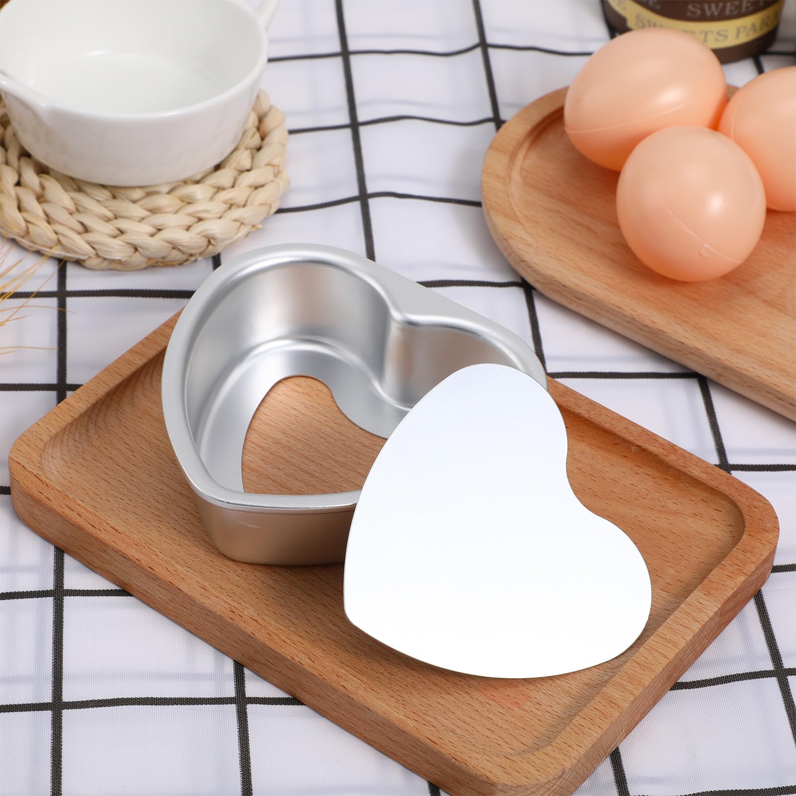2Pcs Heart Shaped Cake Pans Aluminum Pans With Removable Bottom, Kitchen Baking Bread Cheesecake Non-Stick Cake Mold Heart-Shape