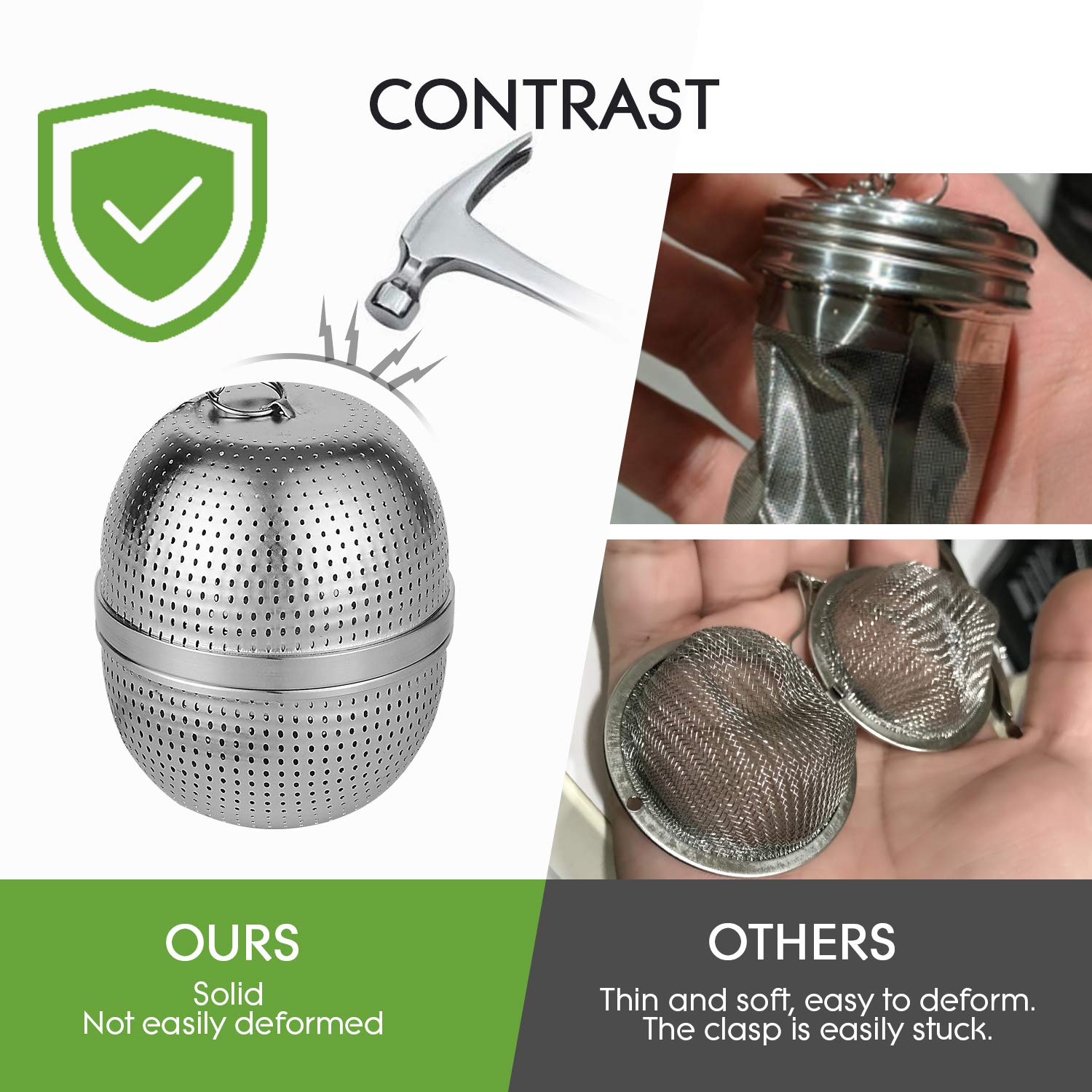 Yeosen Tea Infuser Ball - Tea Strainer Ball For Loose Leaf Tea, Spice Infuser Stainless Steel Mesh, Fine Threaded Connection, 4.