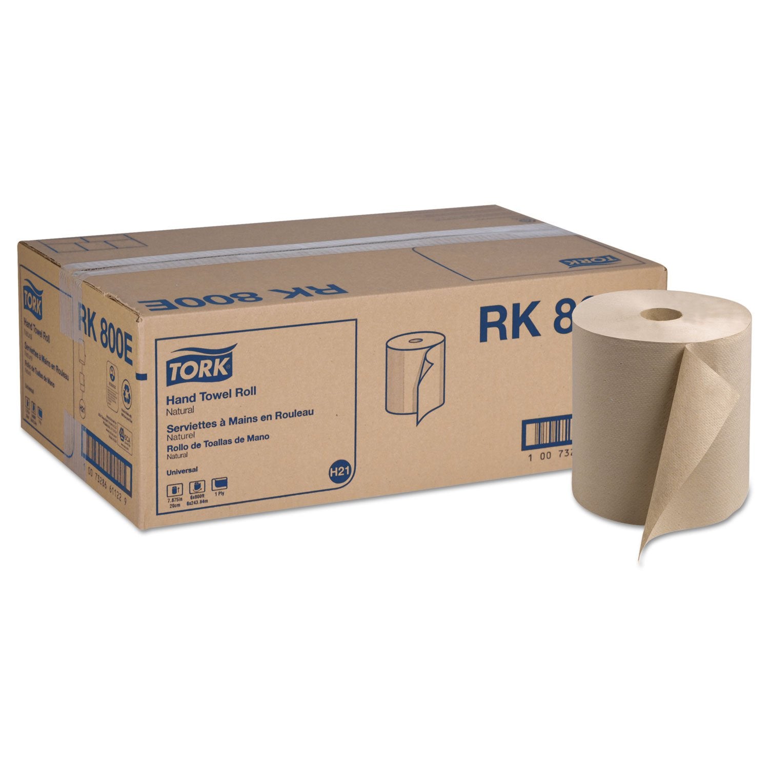 Tork Paper Towel Roll Natural - Universal Hand Roll, Natural Paper Towels With Brown Tissues Made Of 100% Recycled Fiber, 6 Roll