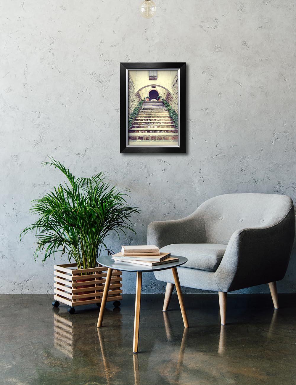 Ipic - Love You Every Step, Personalized Artwork With Names And Date On For Home Decor, Customized Gift For Anniversary,Wedding,