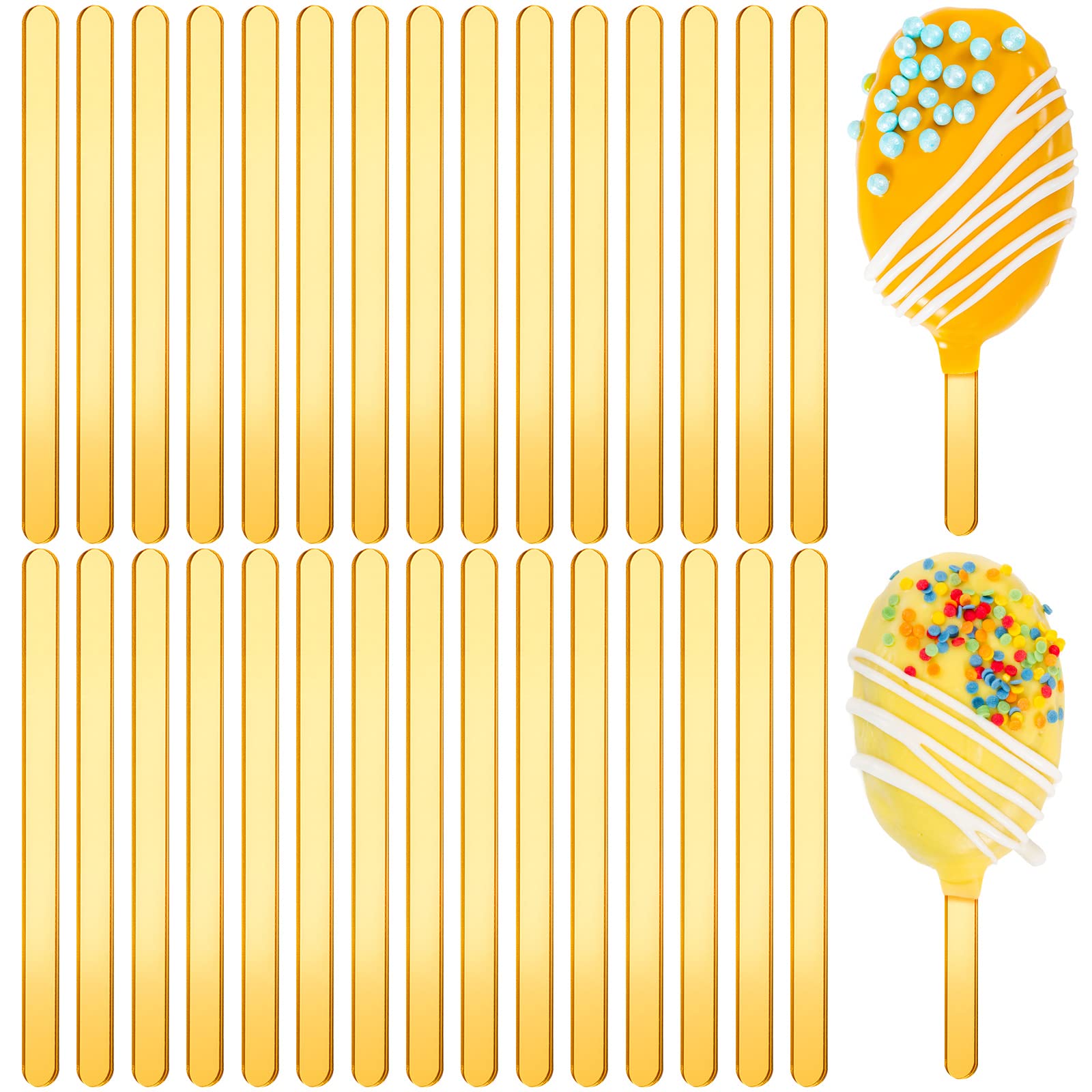 Romooa 30 Pcs Cakesicle Sticks Reusable Acrylic Cake Pop & Ice Cream Stick Set for Cake Topper Cream Candy Gifts Party Craft(6 I