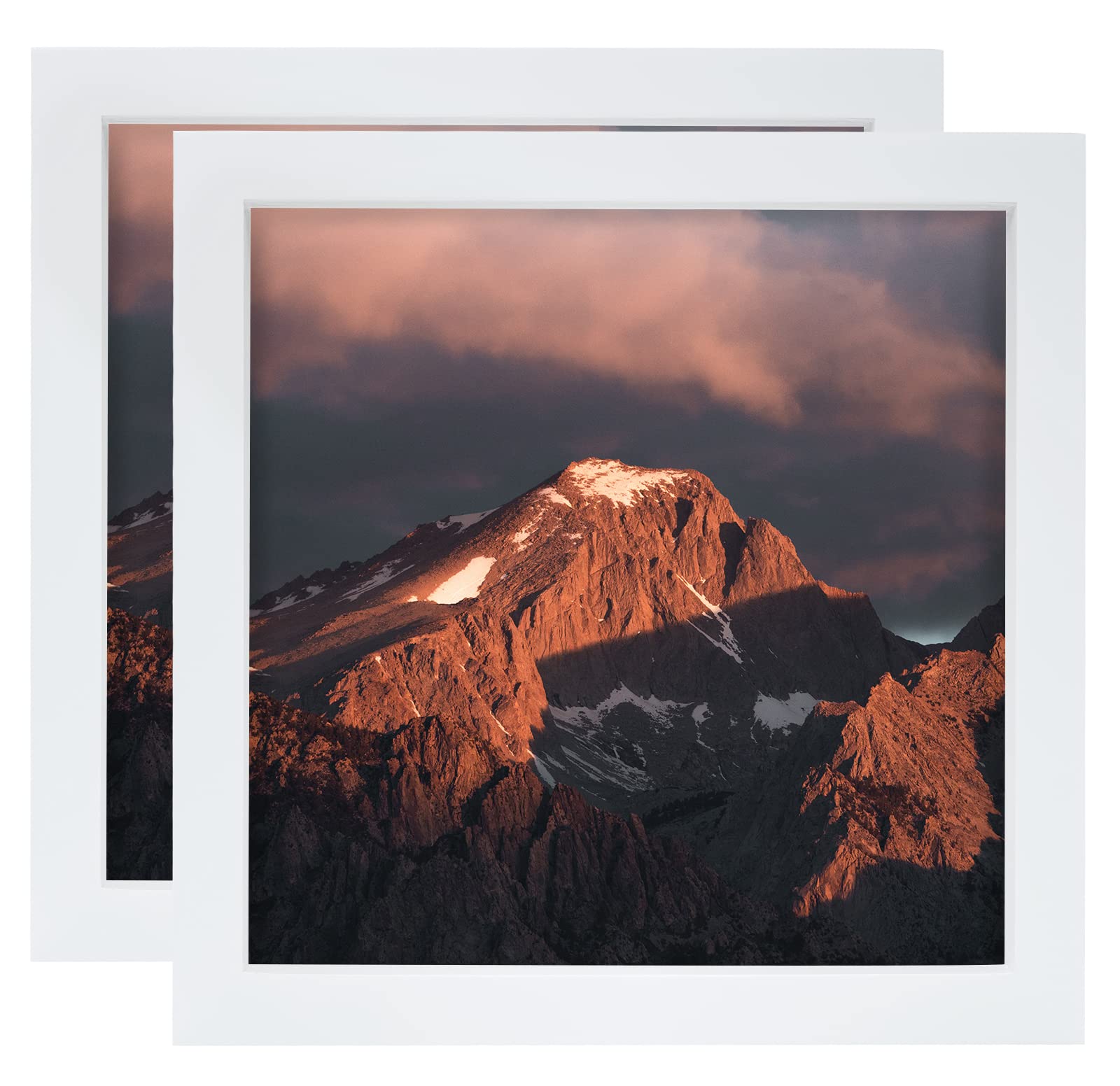 LEKAIYA 8x8 White Picture Frames Set of 2, Square Solid Wood Photo Frame for Tabletop or Wall Mounting