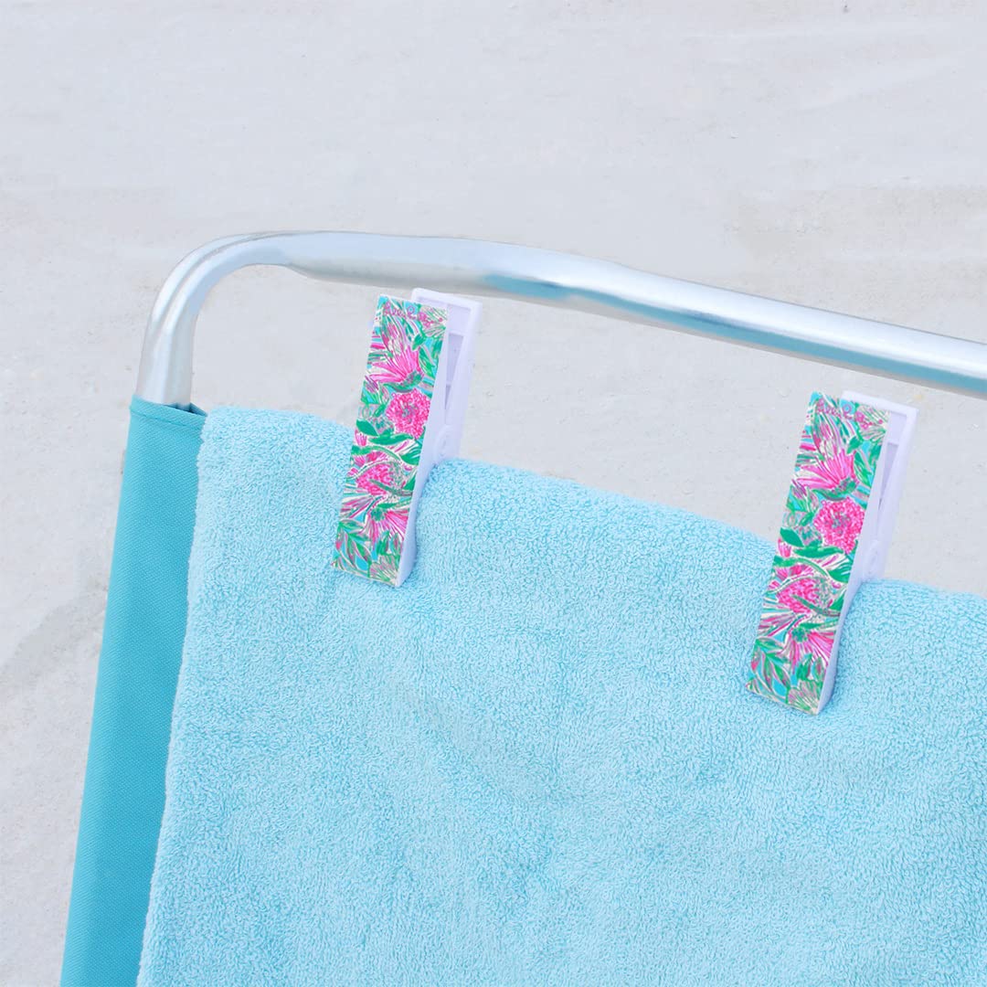 Lilly Pulitzer Water Resistant Vinyl Beach Day Pouch, Zipper Bag Includes Drink Hugger, Small Pouch, And Towel Clips, Coming In