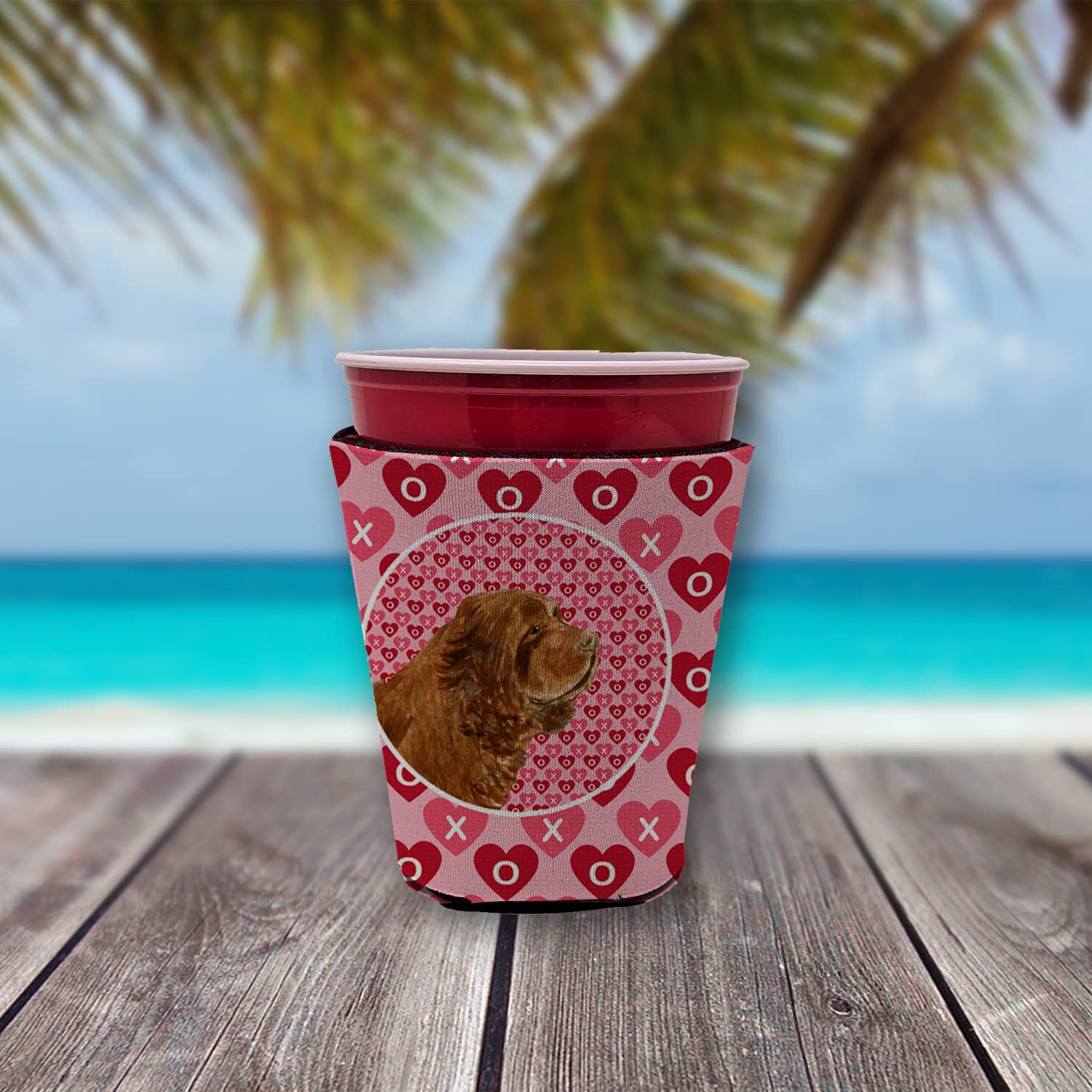 Sussex Spaniel  Red Solo Cup Beverage Insulator Hugger
