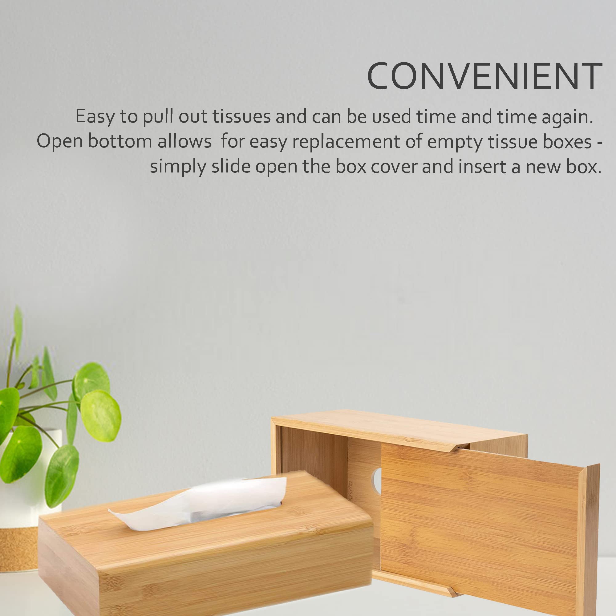 Performore Bamboo Tissue Box Cover - Water-Resistant Wooden Holder - 27x15.5x11.5 cm - Brown - Model OLTISSUEBX1