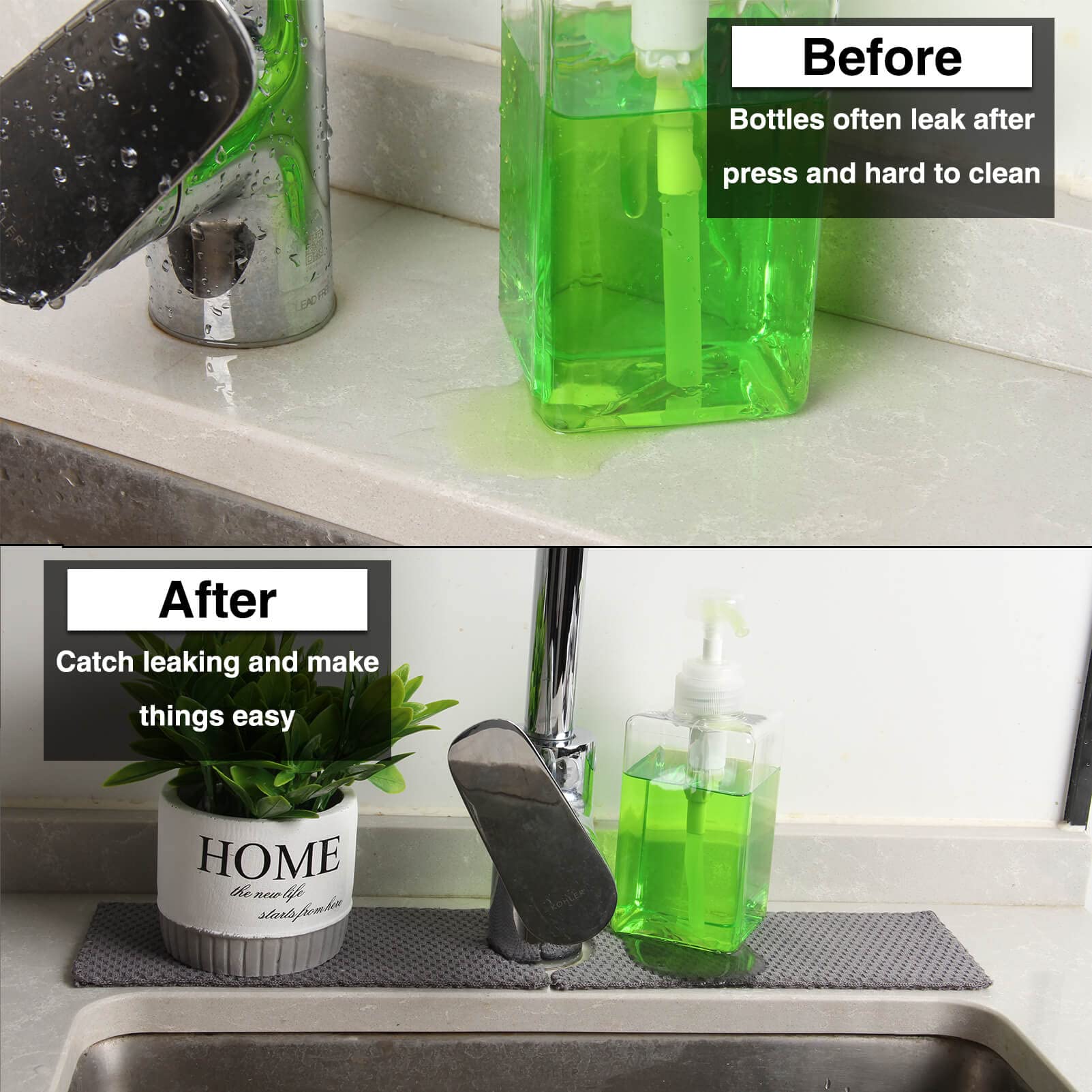 18 ' ' Kitchen Faucet Absorbent Mat  Sink Splash Guard  Microfiber Faucet Handle Drip Catcher  Kitchenguard Tray  Water Drying Pads Behind Faucet  Counter Protector for Kitchen  Bathroom  and RV Faucet