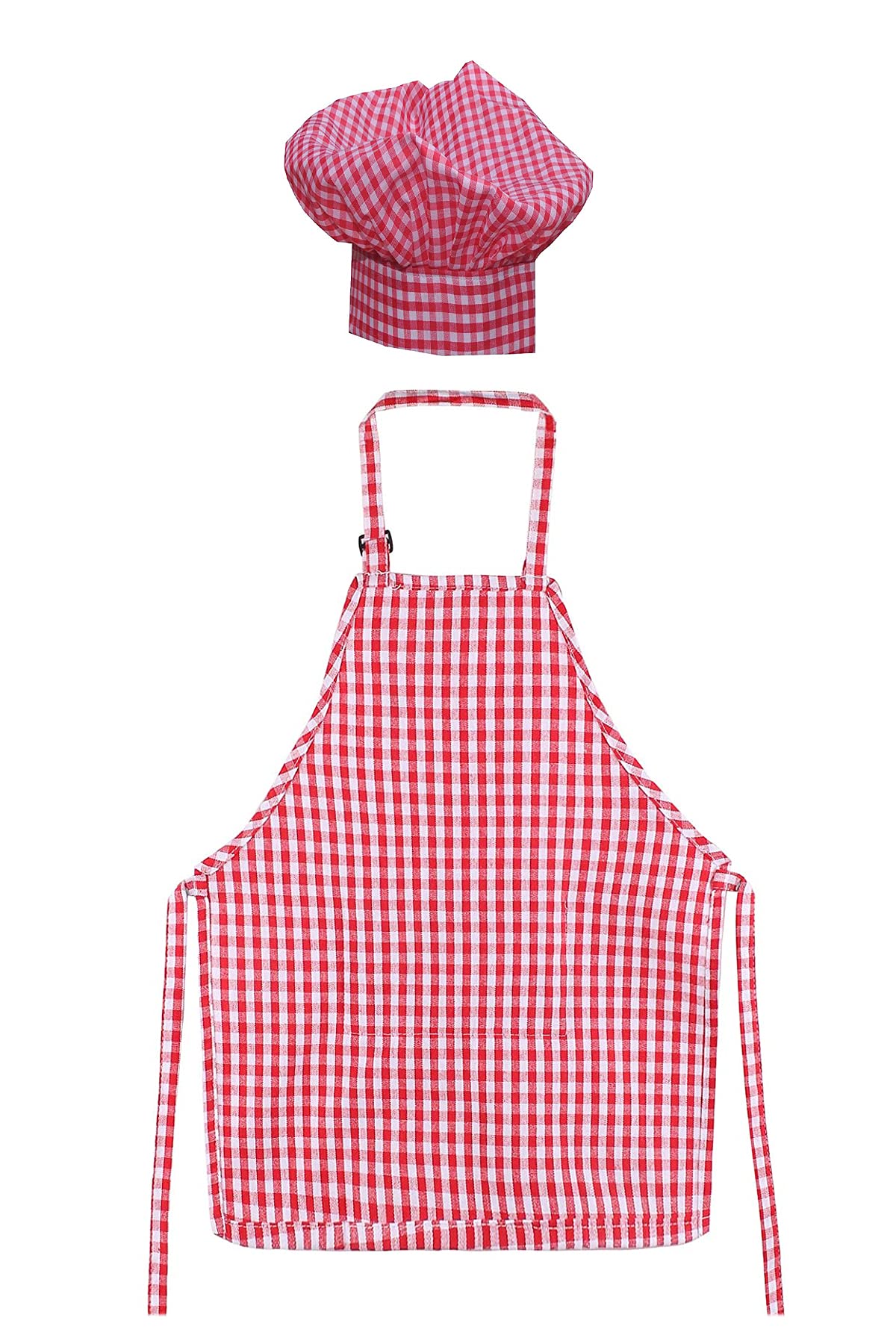 Royal King Cotton Baby Chef Apron With Hat Dress (Photography Prop) (Red And White Check) (45 Years)