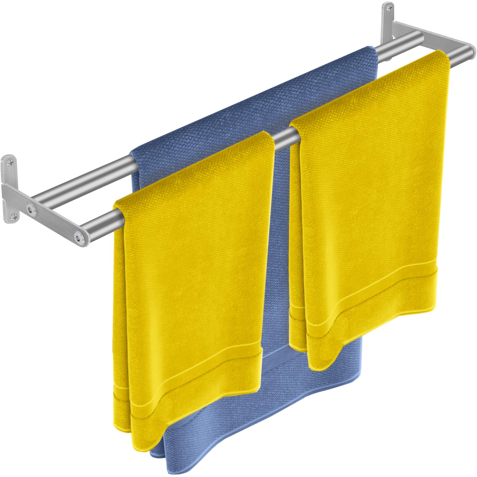 Xeenew Towel Racks For Bathroom, 24 Inch Double Towel Bar, Stainless Steel Towel Holder For Bathroom Wall Mounted Towel Rod Towe