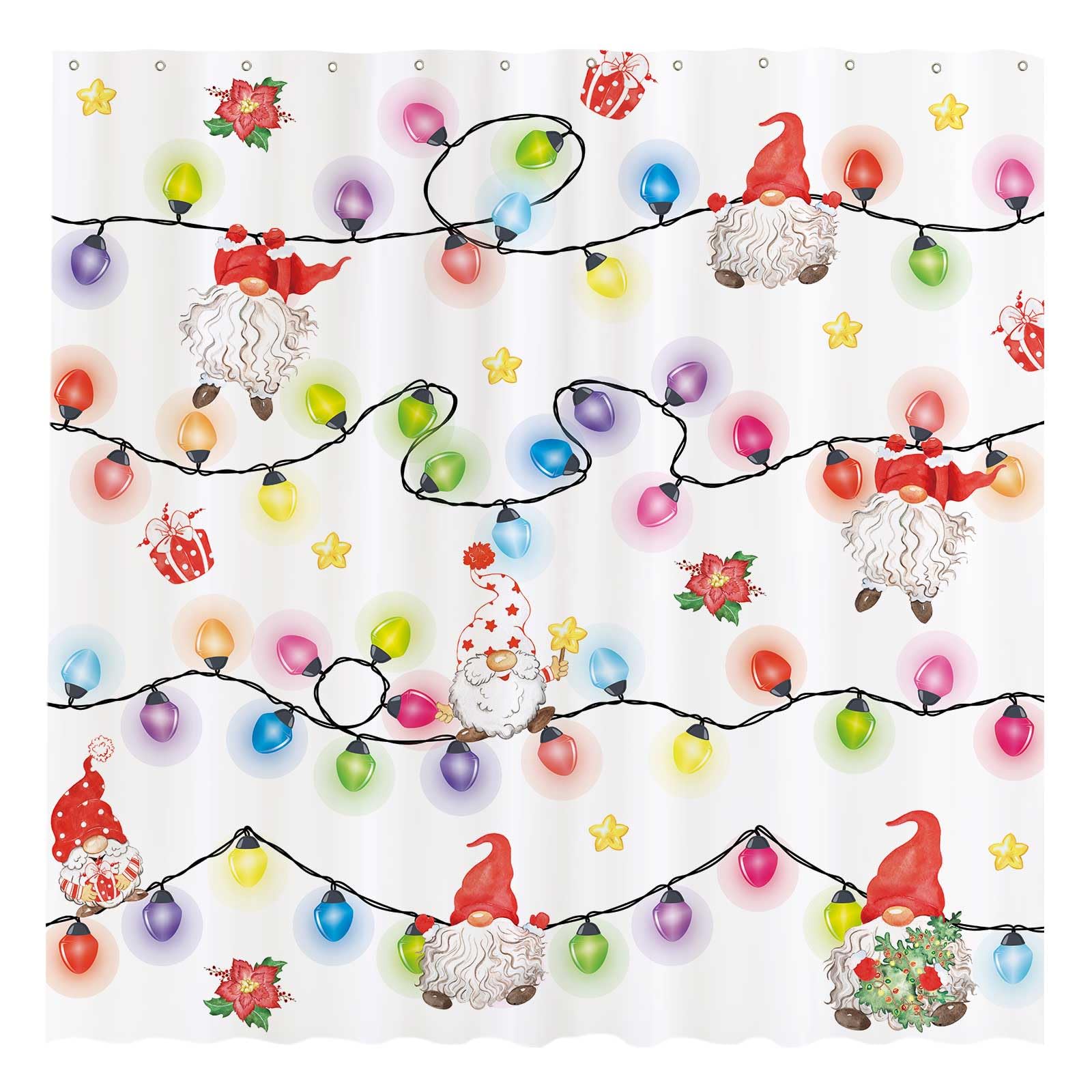 Allenjoy 72'' X 72'' Christmas Gnomes Shower Curtain Set Merry Xmas Cute Funny Bathroom Bathtubs Decor Easy Care Machine Washabl