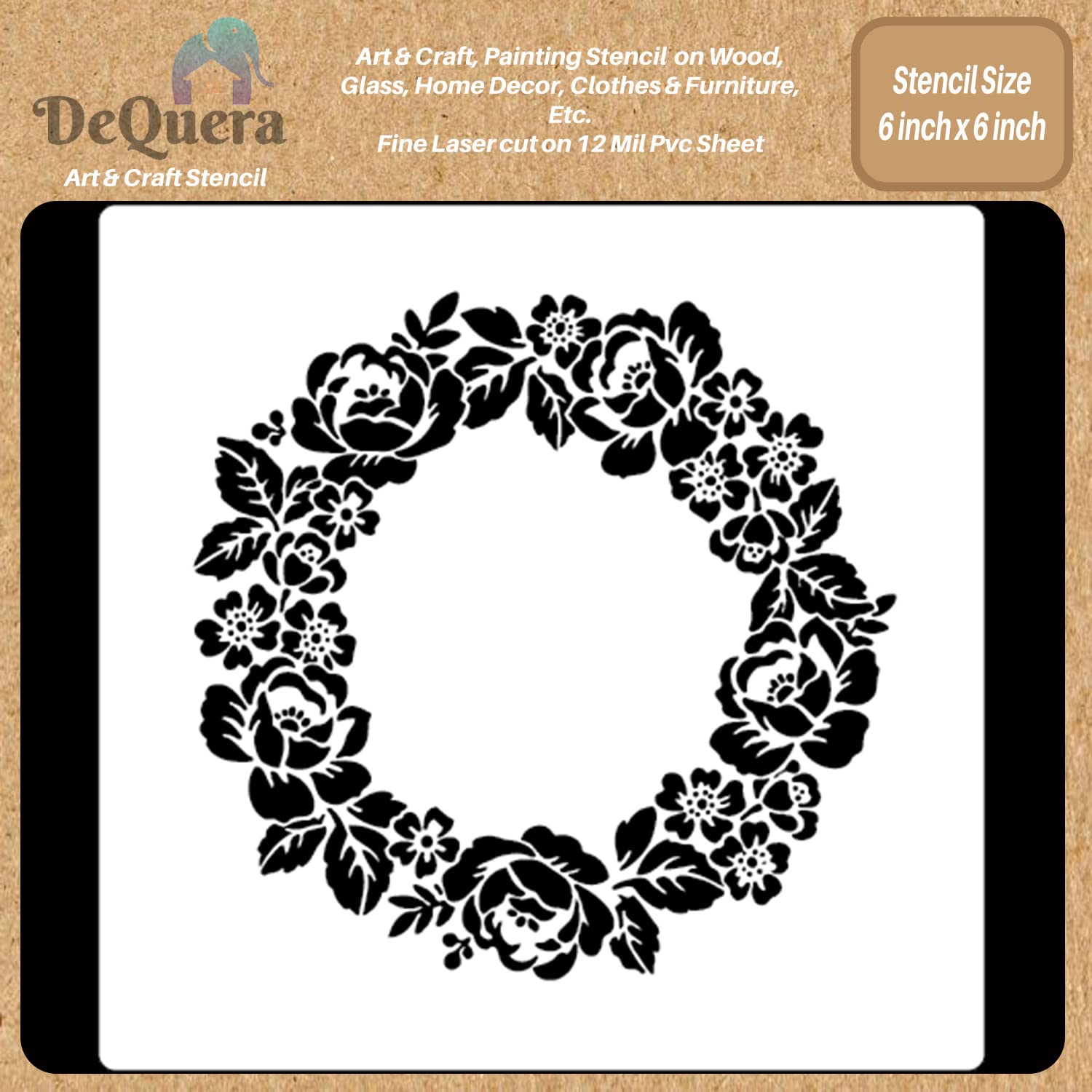DeQuera Rose Stencils for Painting on Canvas  Rose Wreath Stencil  Rose Flower Stencils for Wall Painting for Living Room  Fl