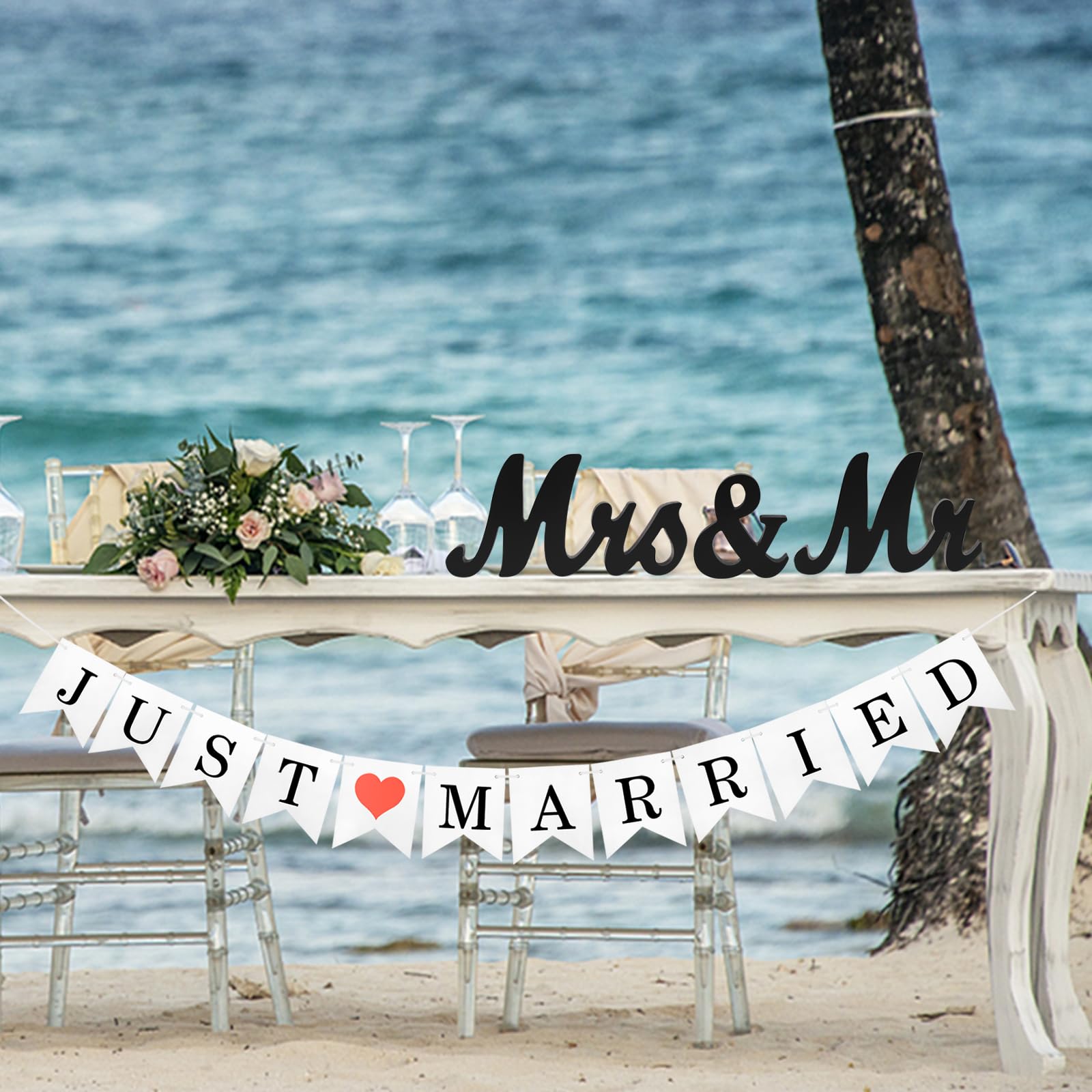MDF Wooden Letters for Wedding Table, Large MDF Sweetheart Table Decoration, MDF Wood Sign, MDF Wedding Present (Mr&Mrs-Black) (
