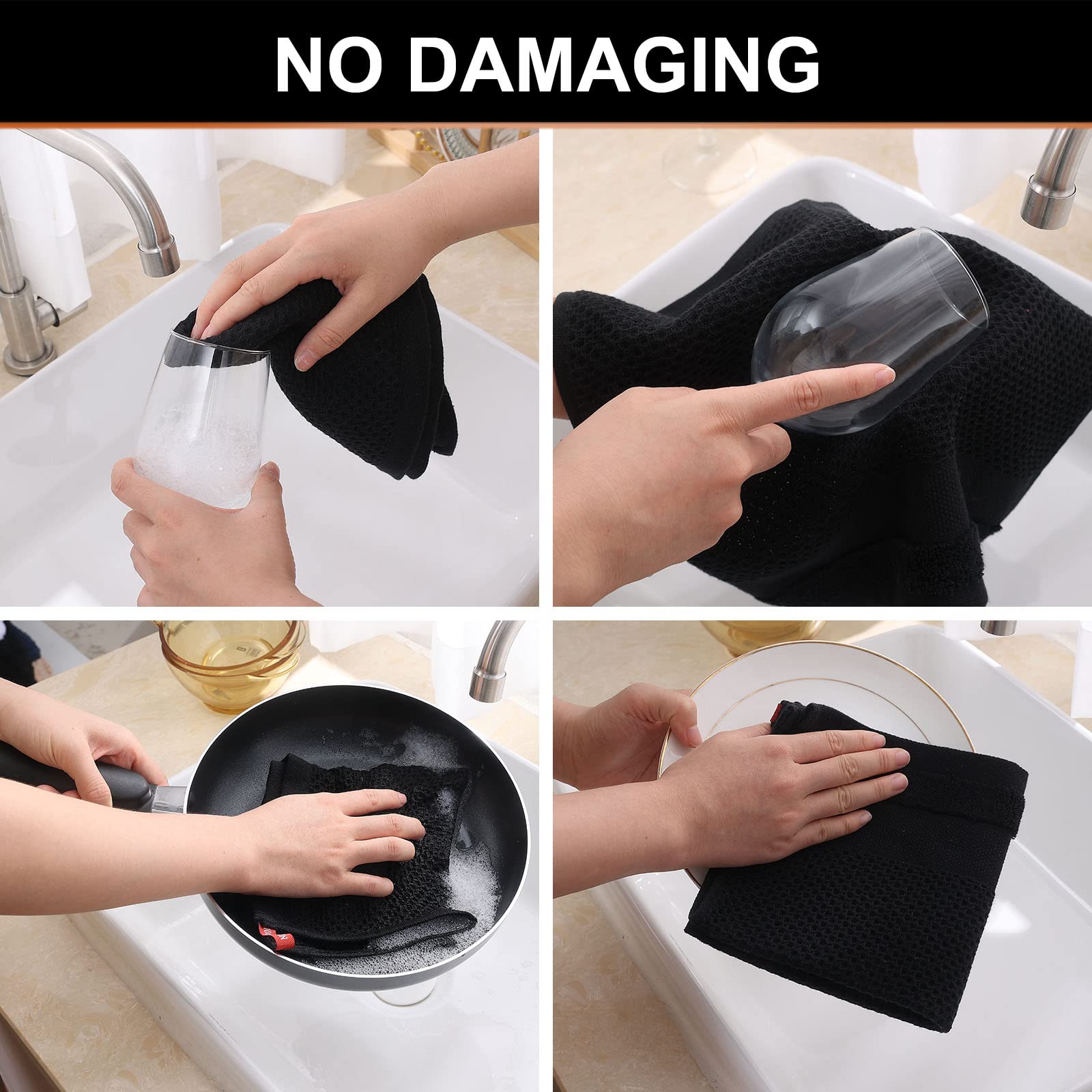Homaxy 100% Cotton Dish Cloths, Pack Of 8-12 X 12 Inches, Waffle Weave Super Soft And Absorbent Dish Towels Quick Drying Dishclo