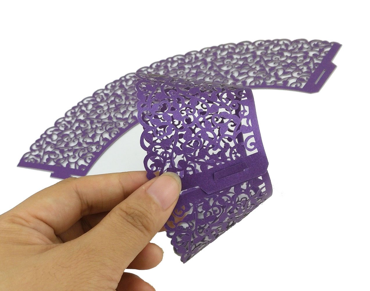 Yueton Pack Of 50 Cake Wrapper Wraps Liner Wedding Party Baby Shower Cupcake Decoartion (Purple)
