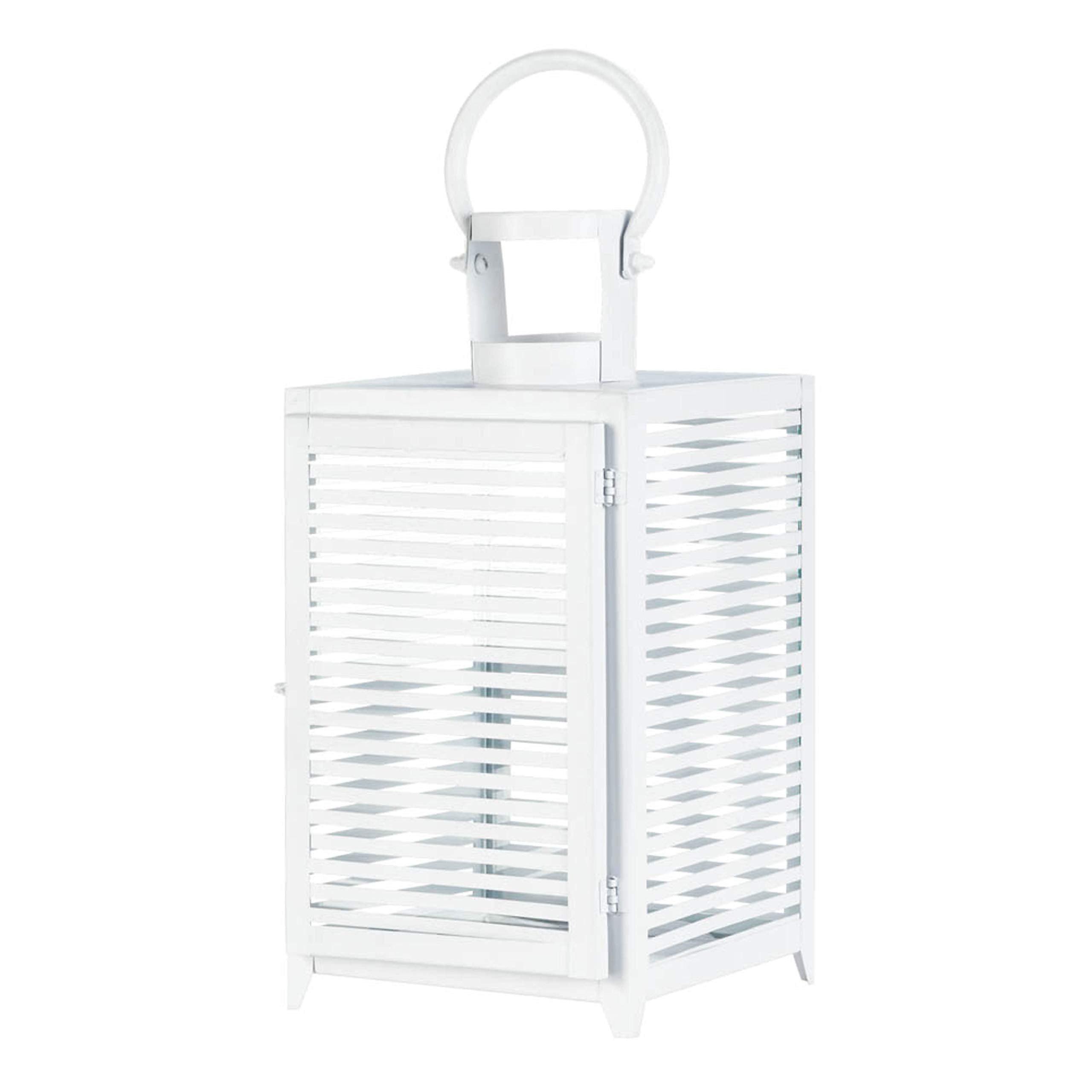 Zings & Thingz 57073855 Large Horizontal SLATS Lantern, White