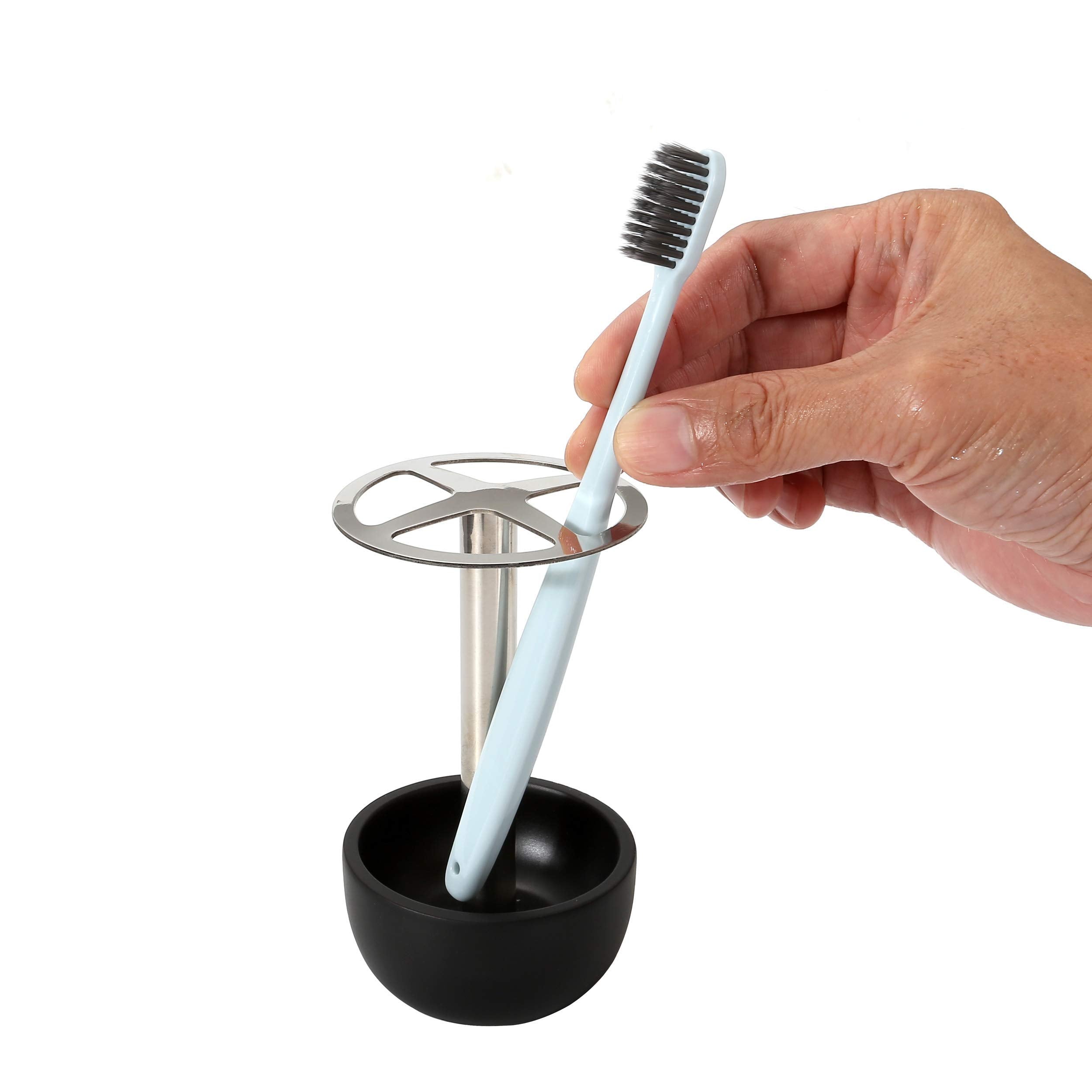Cozycabin Toothbrush Holder Stand, For Razor, Bathroom Vanity Countertop, Stainless Steel Toothbrush Bathroom Organizer (Black)