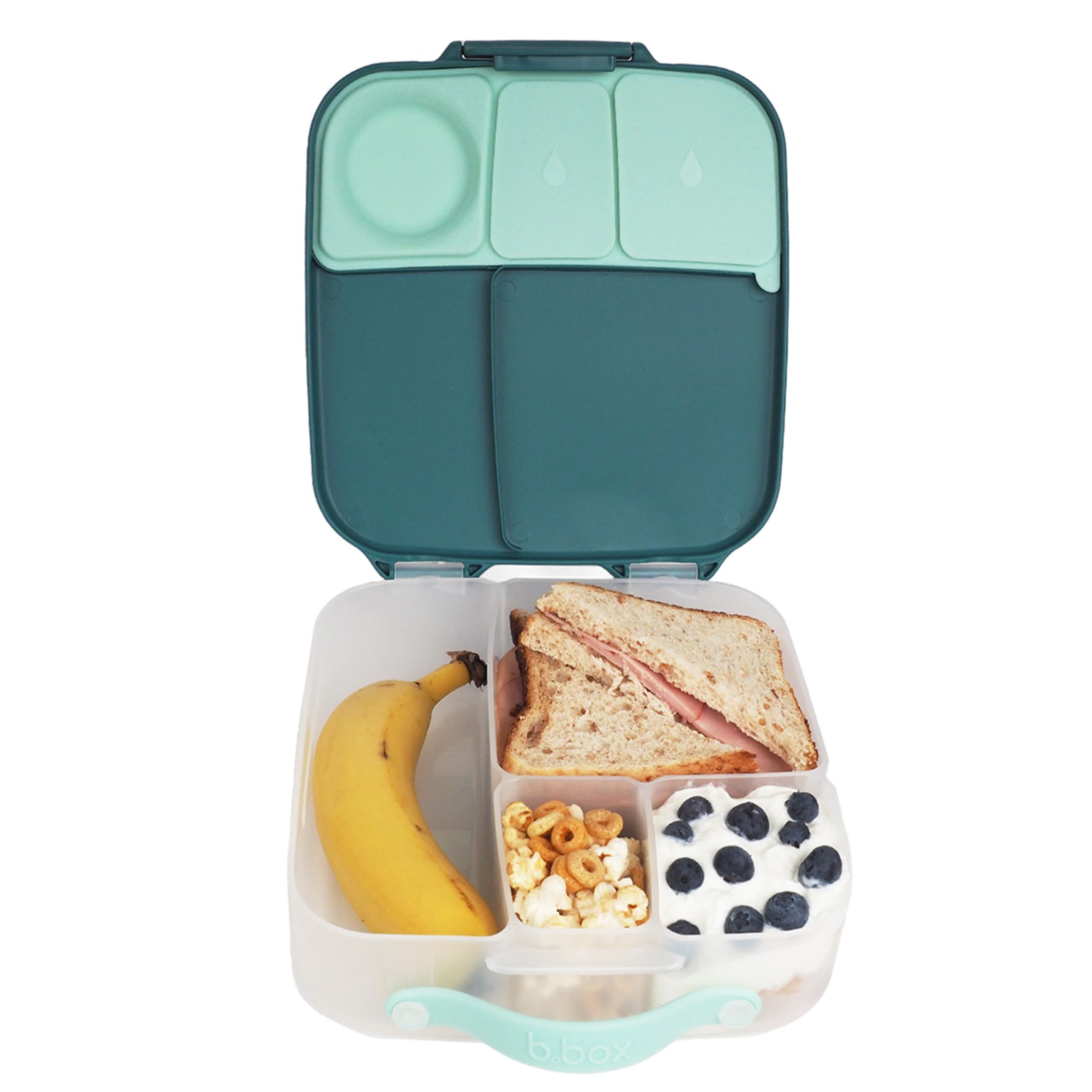 B.Box Lunch Box For Kids: Jumbo Bento Box With 4 Compartments (2 Leak Proof), Removable Divider, Gel Cold Pack. For Big Eaters A