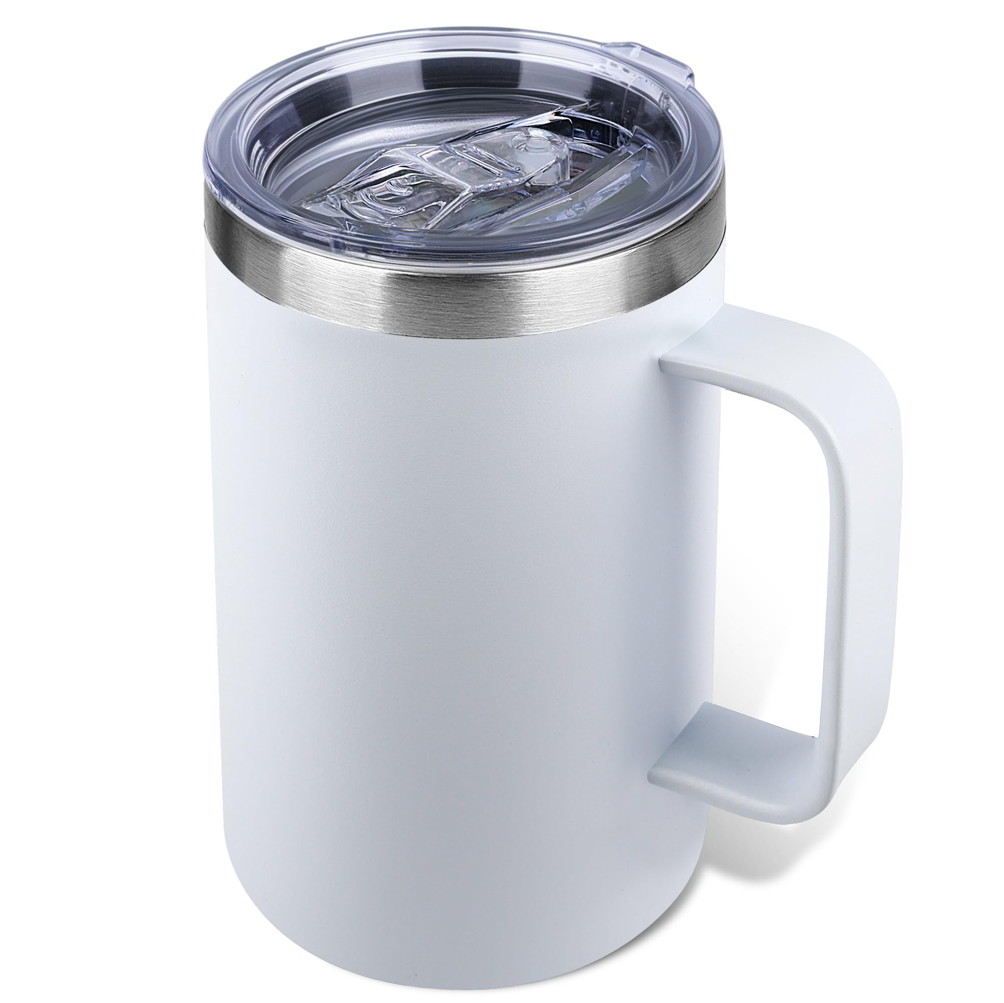 Zynkify 22oz Insulated Coffee Mug with Handle & LeakProof Lid  Double Wall Stainless Steel Travel Tumbler for Commute/Office/H