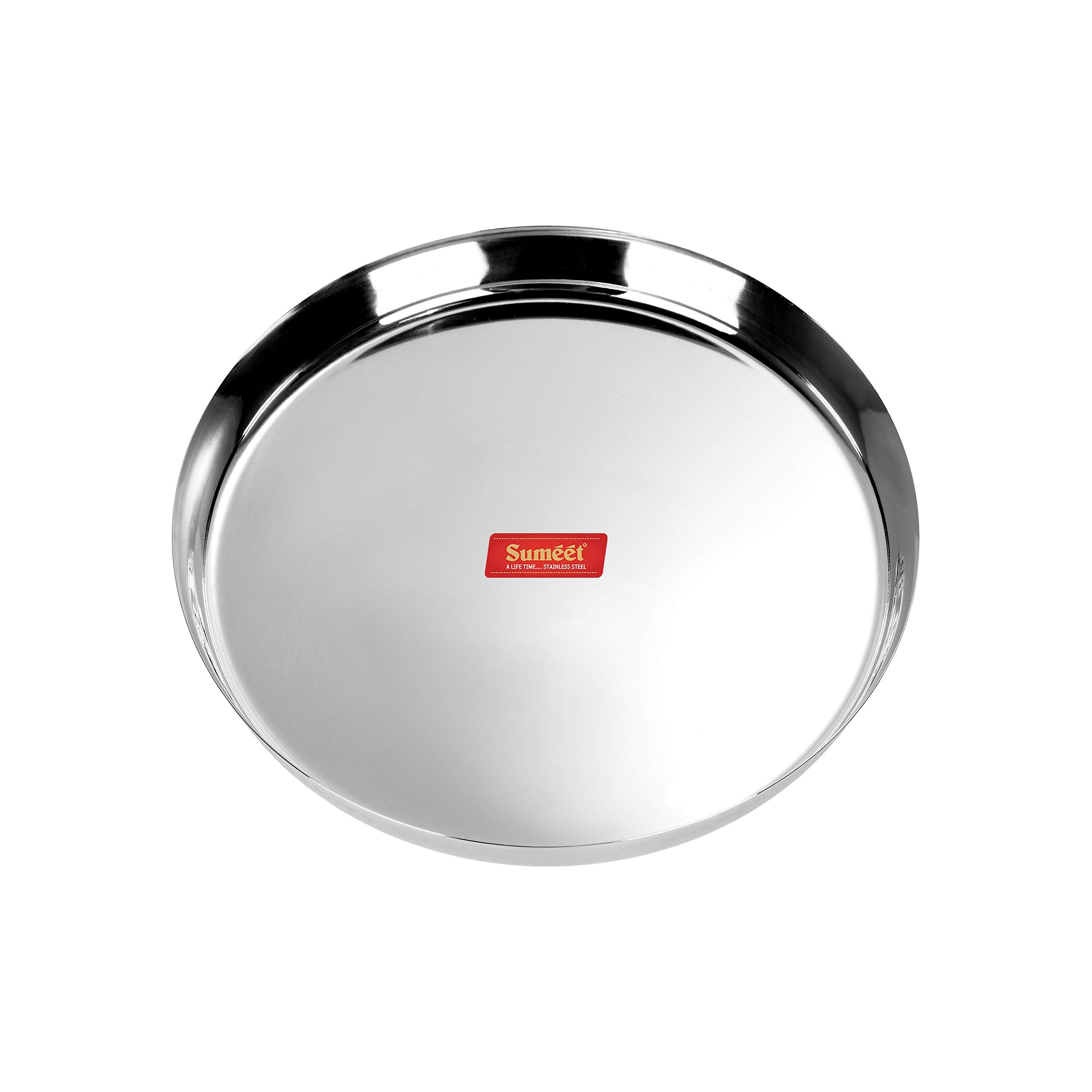 Sumeet 22 Gauge Stainless Steel Traditional Dinner Plate/Thali 30.7Cm (2.5Ltr)  1 Pc