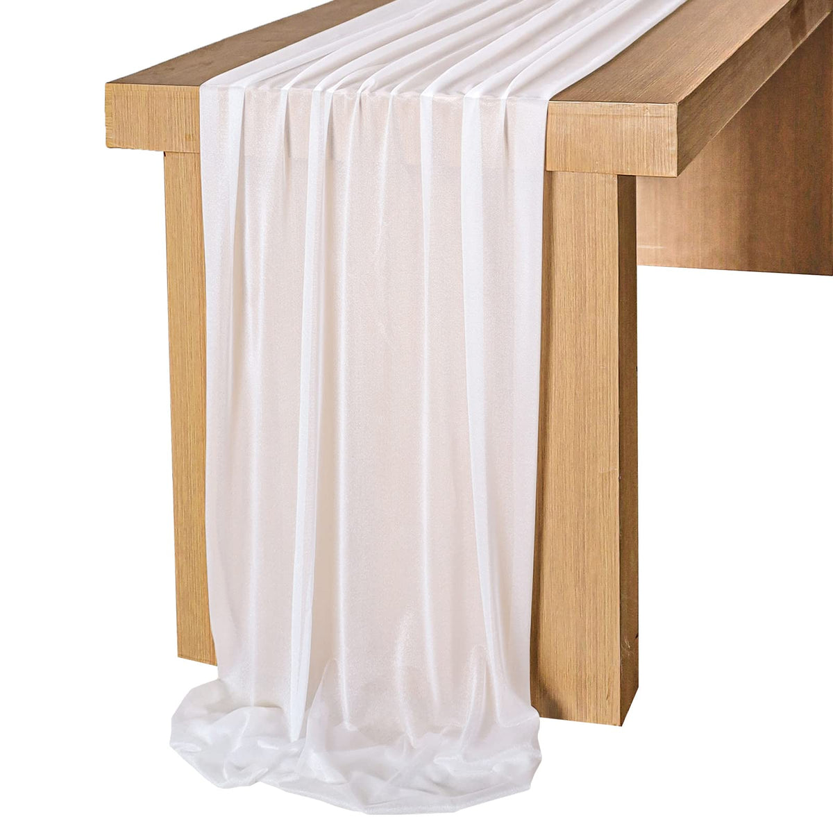 Lookein 10 Feet White Chiffon Table Runner Sheer Wedding Table Cloth 29X120 Inches Rustic Wedding Decorations French Chiffon Tab