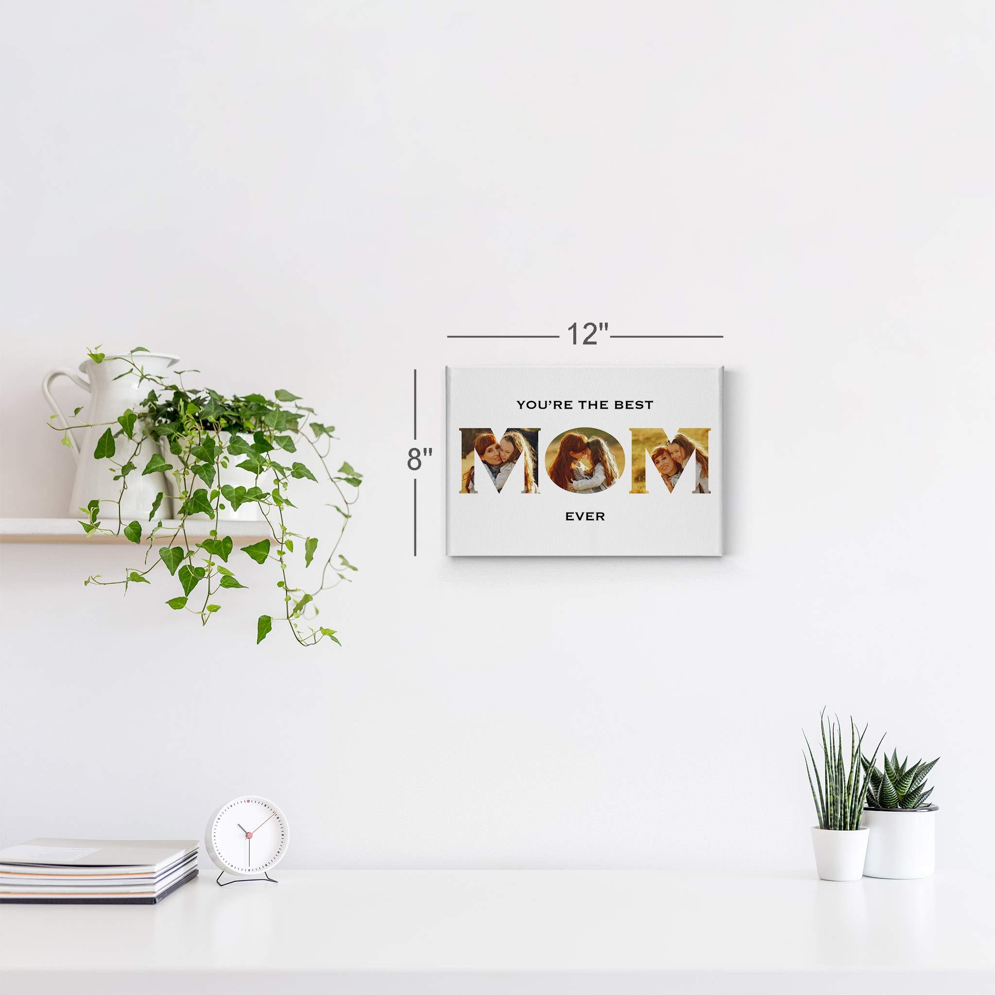 Smile Art Design Custom Photo Print Canvas Print With Your Photos Personalized Photo Upload 3 Images Collage Picture Mom Letteri