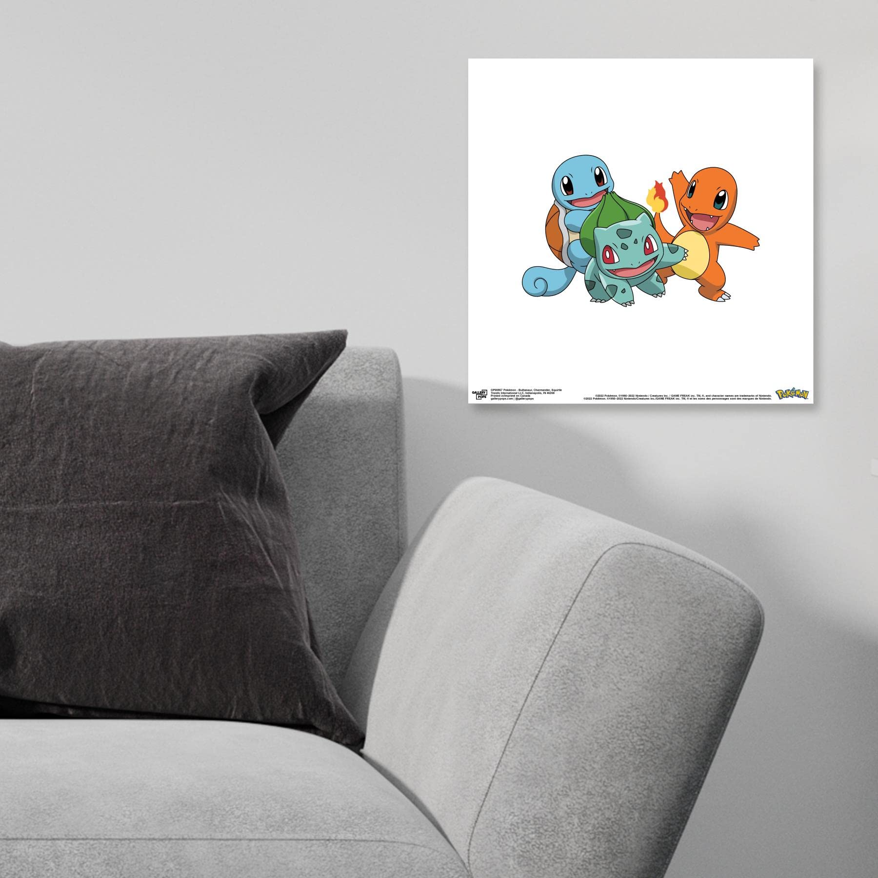 Trends International Gallery Pops Pokemon - Bulbasaur, Charmander, Squirtle Wall Art, Unframed Version, 12'' X 12''