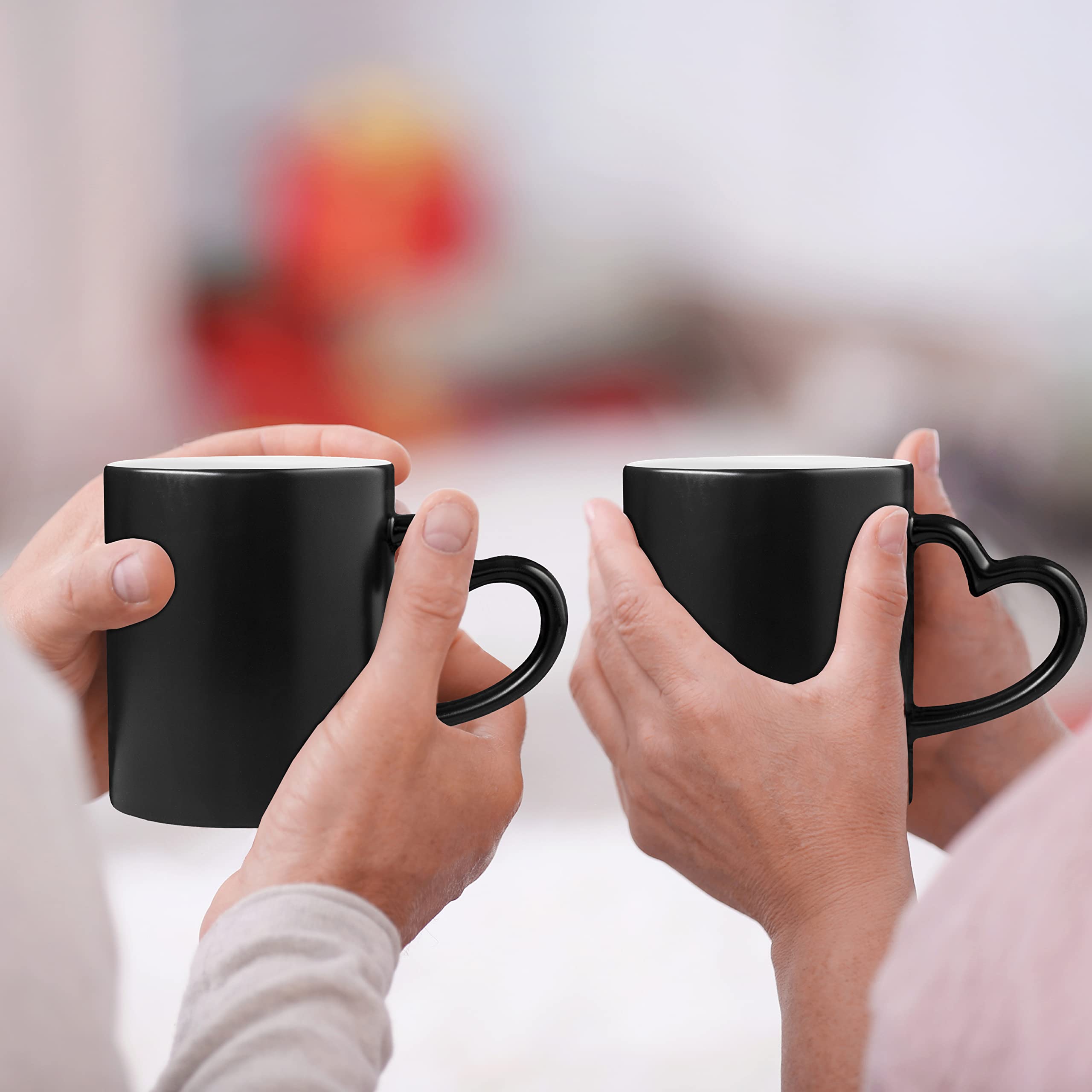 Custom Heat Sensitive Photo Mug, Heart Handle Picture Mug - 11 OZ - Add Photo, Logo, Picture or Text, Personalized Magic Color C
