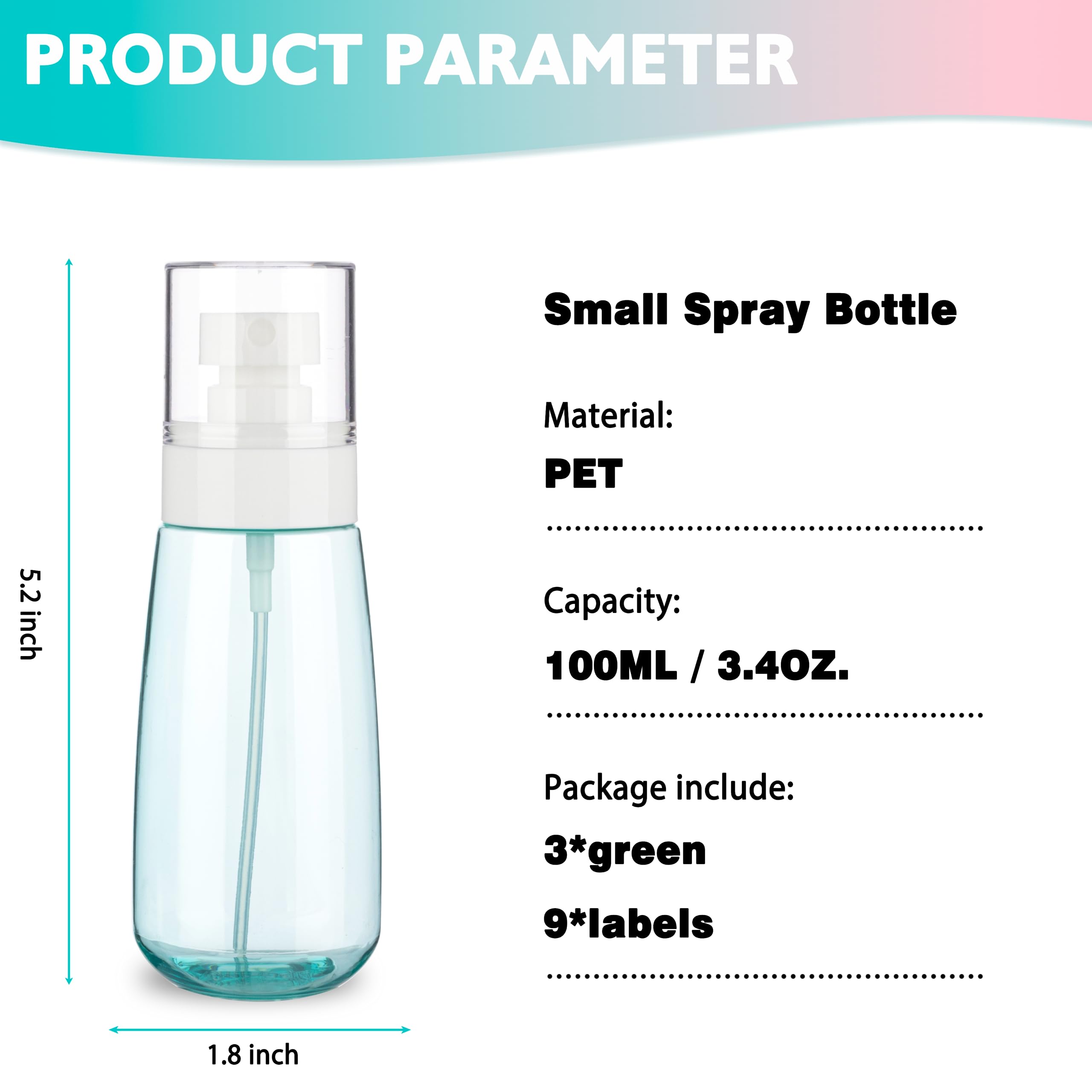 Ifdgctk 3 Pack 3.4Oz/100Ml Small Spray Bottle, Empty Plastic Spray Bottles, Fine Mist Travel Spray Bottle For Hair And Face, Wit