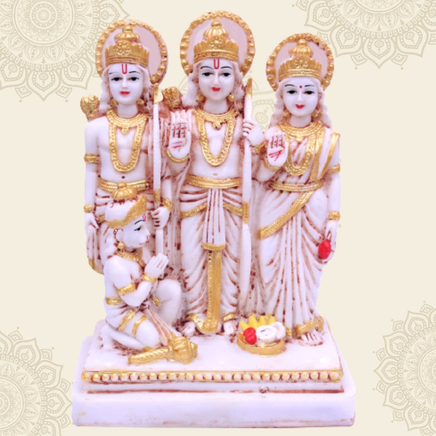 Buji Craft Shri Ram Darbar Laxman Hanuman Sita Rama Parivaram Ramaparivaram Showpiece Figurine Idol Murti Mandir Pooja Outdoor G