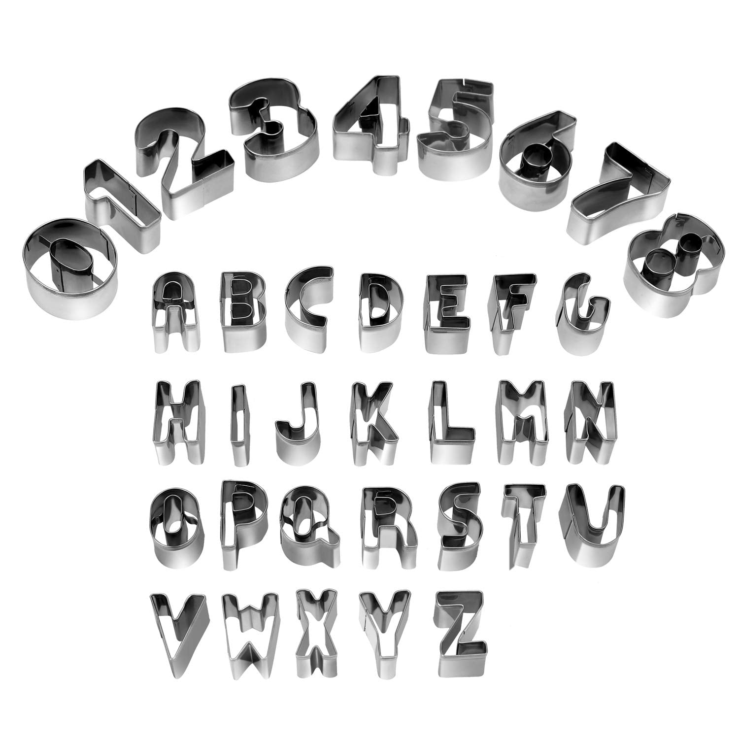 Huafa Alphabet & Number Cookie Cutters Sets Of 35 Pieces Mold Tools For Fondant Biscuit, Cake, Fruit, Vegetables, Or Dough Stain