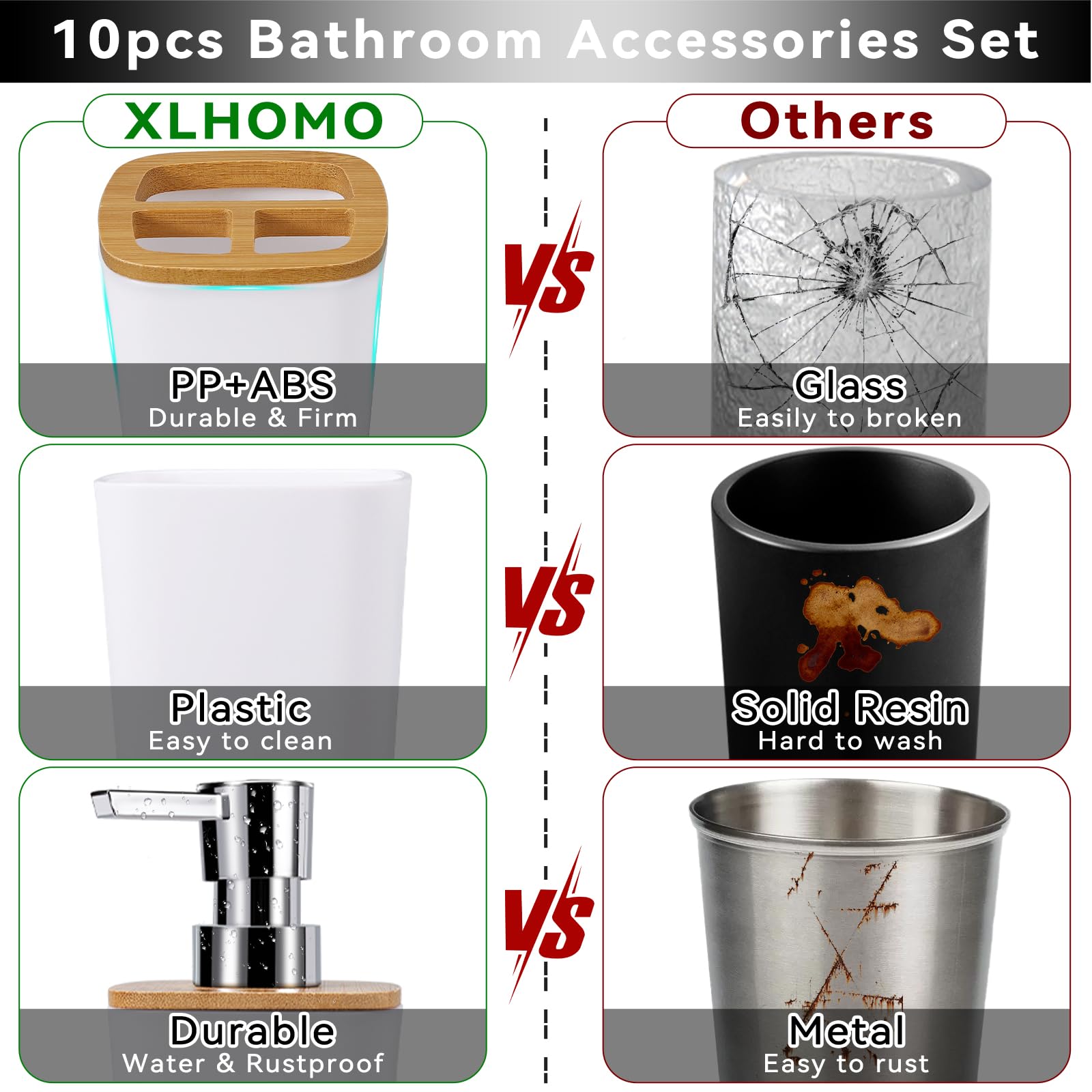 White Bathroom Sets Accessories With Waffle Shower Curtain,Bathroom Sets With Trash Can,Toothbrush Holder,Toothbrush Cup,Soap Di