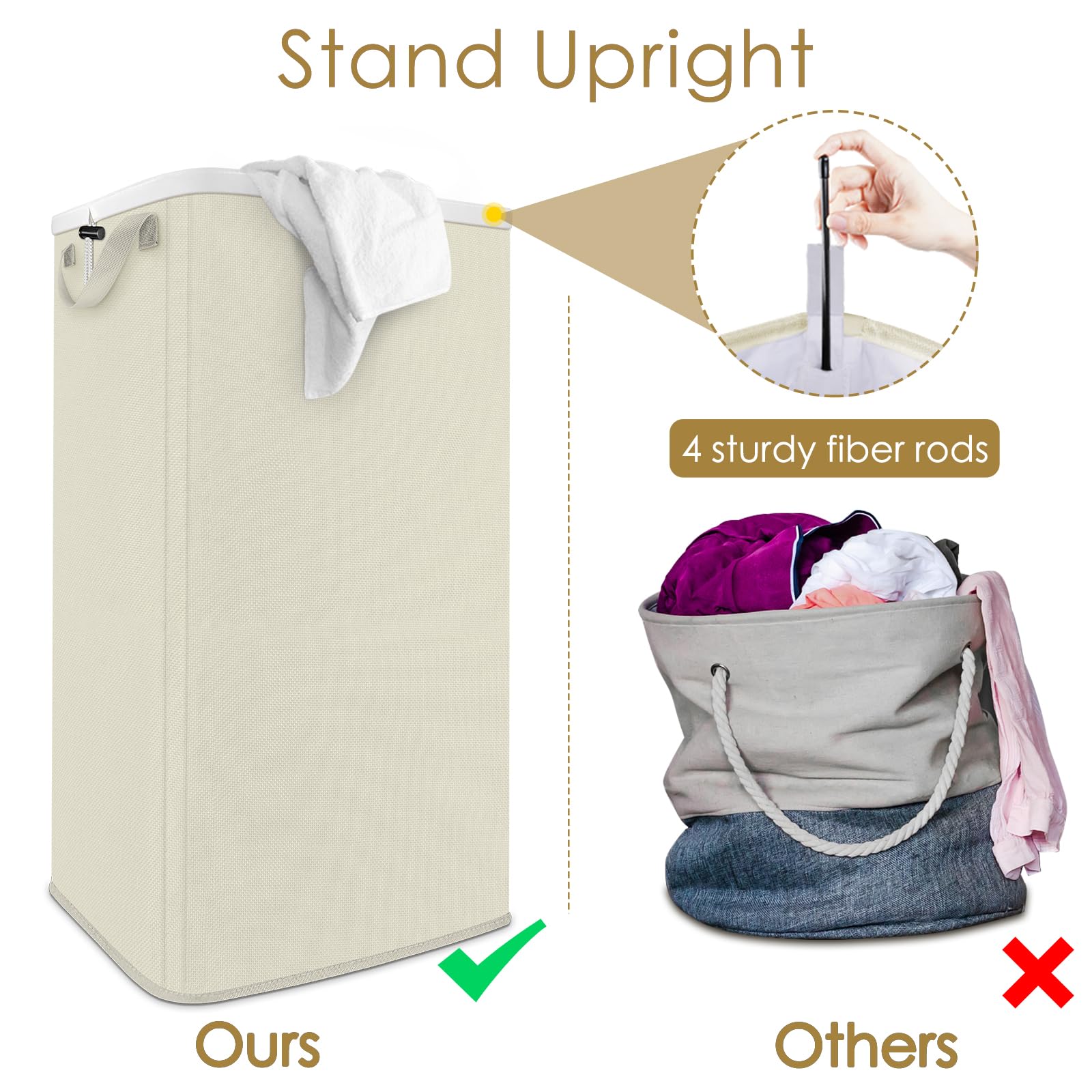 Snigjat Extra Large Laundry Hamper 100 L, Tall Laundry Basket With Sturdy Handles, Dirty Clothes Basket For Bedroom, Large Baske