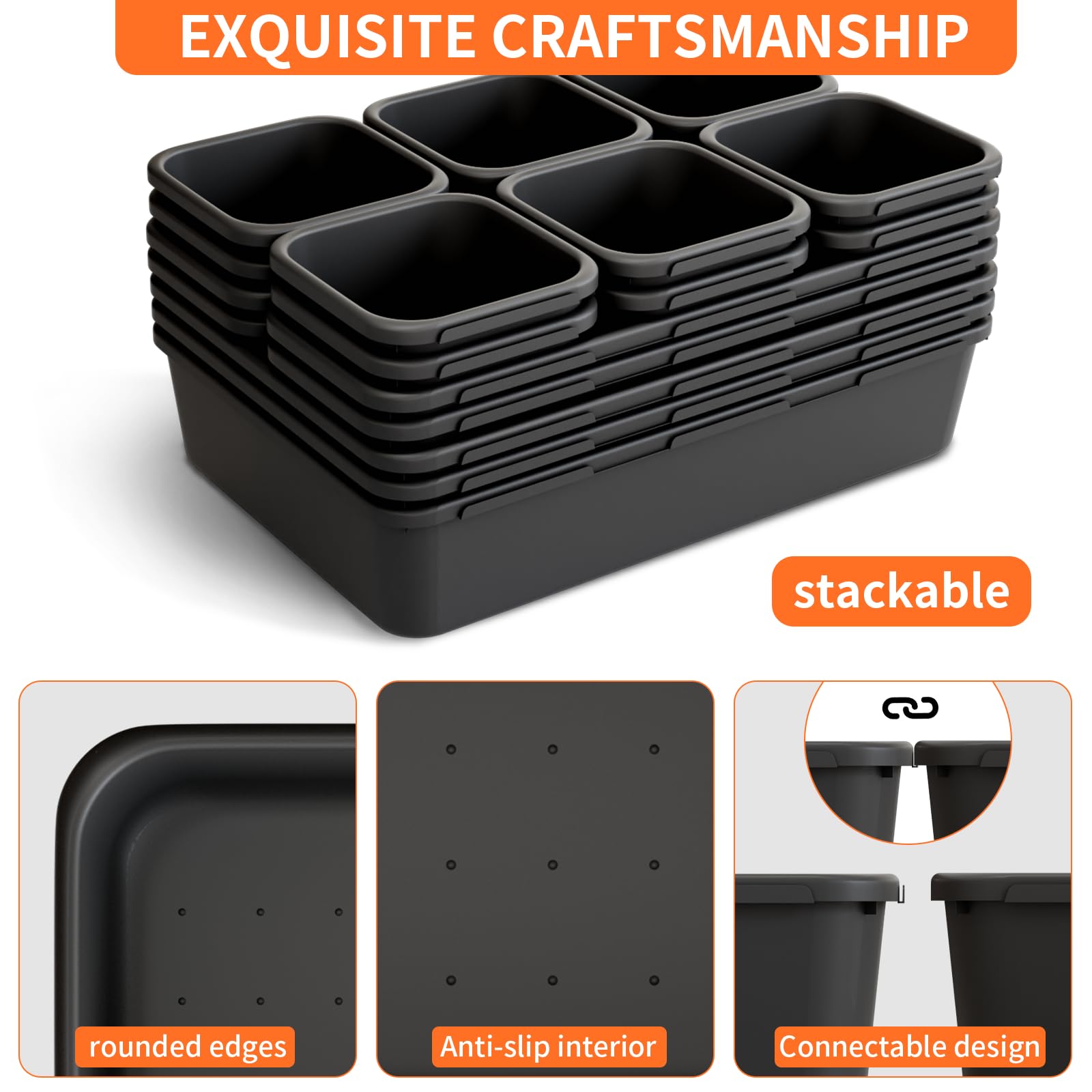 Giklux 45 Pack Desk Drawer Organizer Tray, 3 Sizes Plastic Drawers Organizer Storage for Kitchen, Bathroom, Office, Vanity, Make