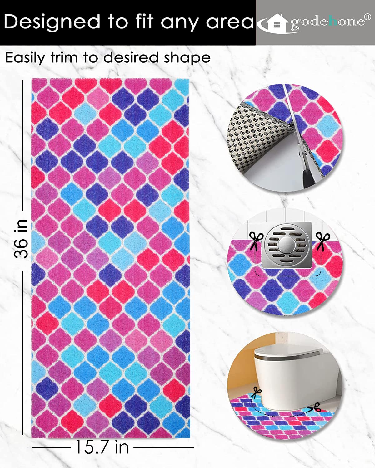 Non Slip Bathtub Mat, 15.7  36 Inch, With Drainage Holes, Pvc Loofah Massage Bathmat For Shower, Bathroom, Wet Areas, Quick Dryi