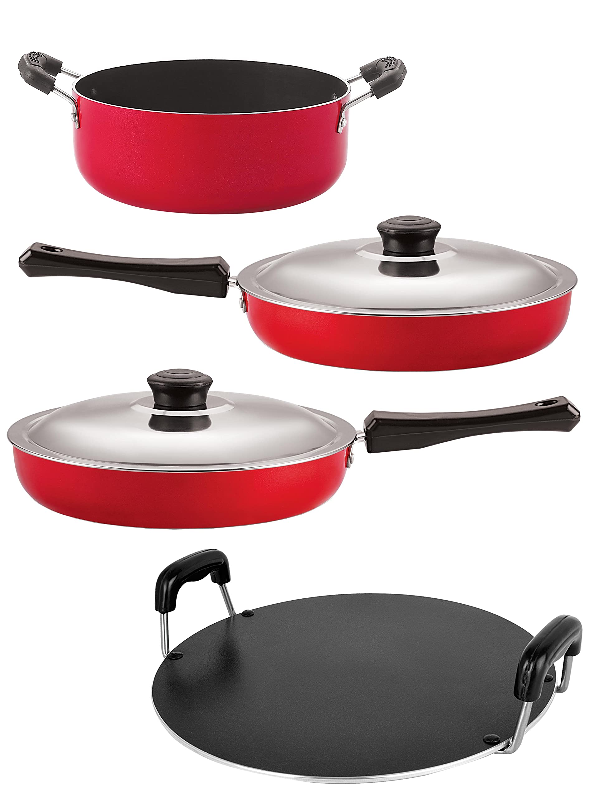 Nirlon Kitchen Non Stick Cookware Combo Set Of 4 Pieces (Fp10_Fp12_Rt_Cs24)