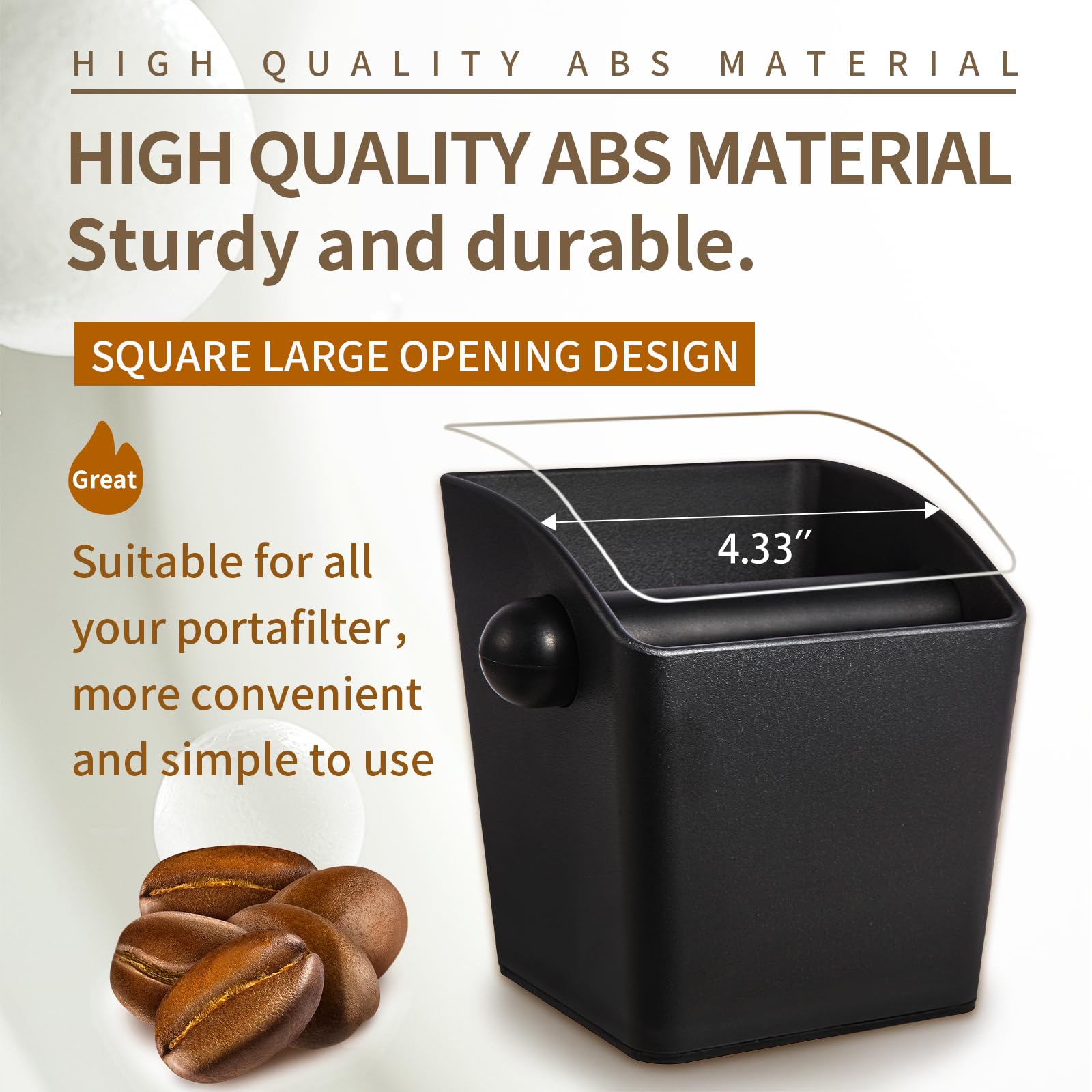 Iaosen Espresso Knock Box Square High Side Wall Splash Prevention Design Knock Box Shock Absorbing Non Slip Knock Box Espresso W